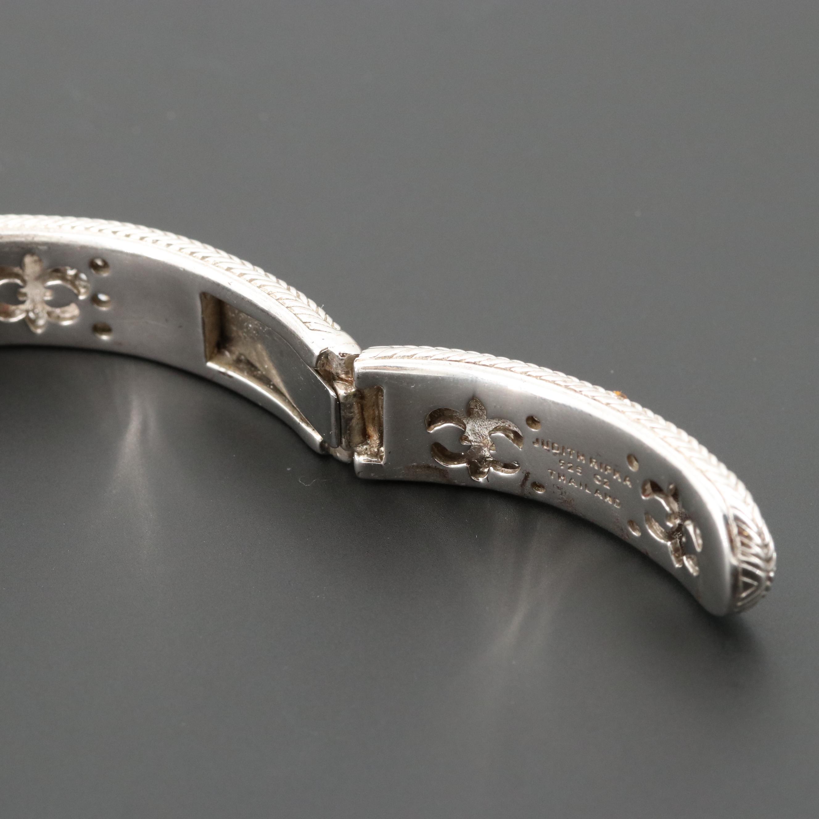 Judith Ripka Sterling Silver Cubic Zirconia Hinged Cuff Bracelet
