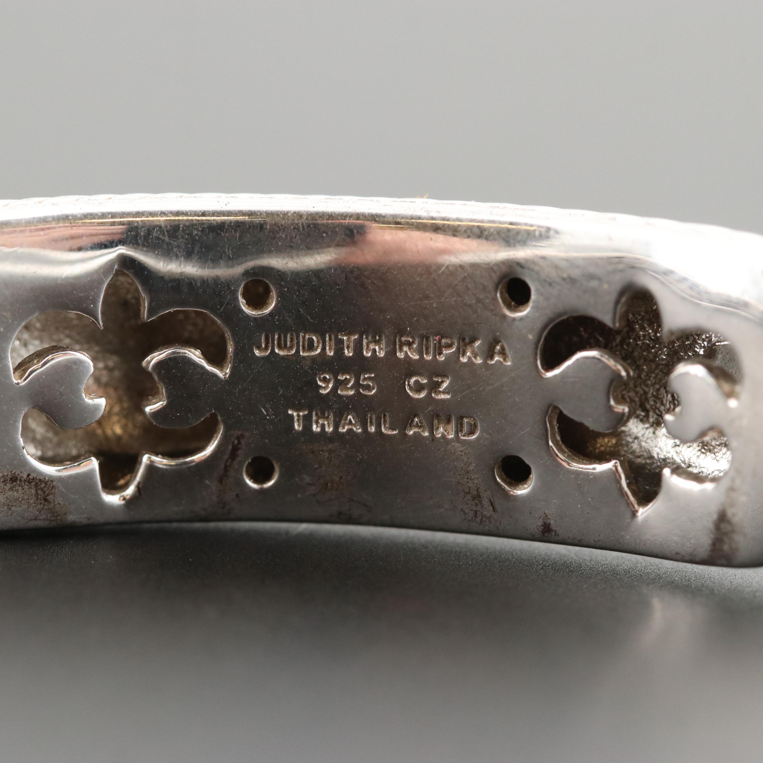 Judith Ripka Sterling Silver Cubic Zirconia Hinged Cuff Bracelet