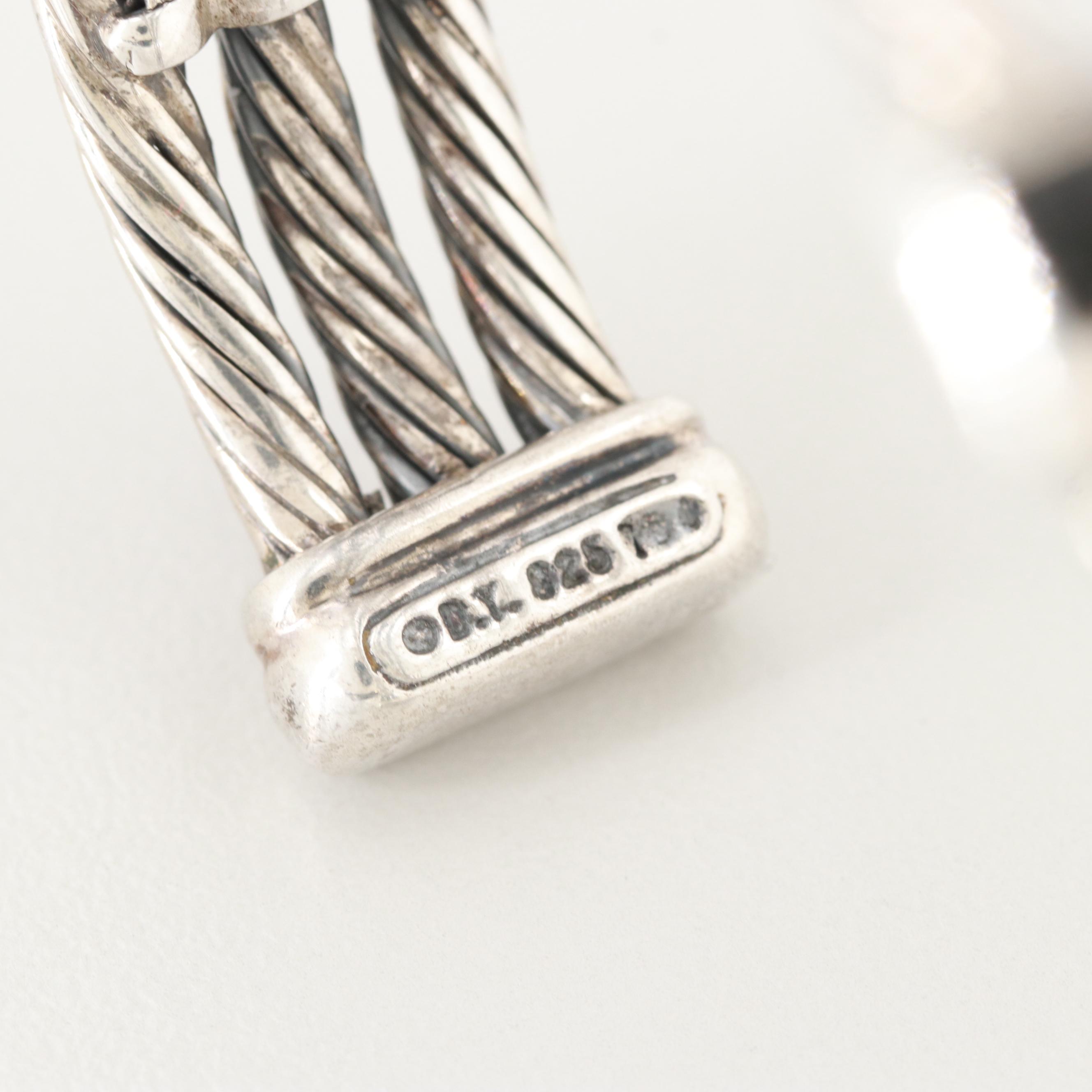 David Yurman Diamond and Black Onyx "Confetti" Three Row Cuff Bracelet