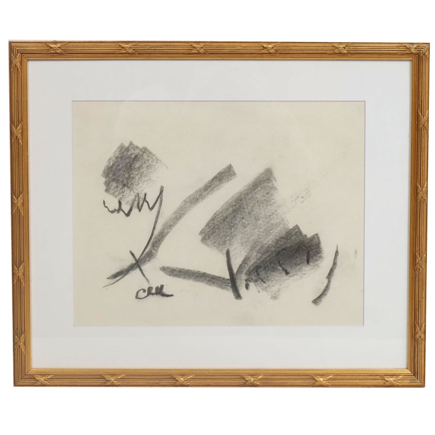 Paul Chidlaw Abstract Charcoal Drawing