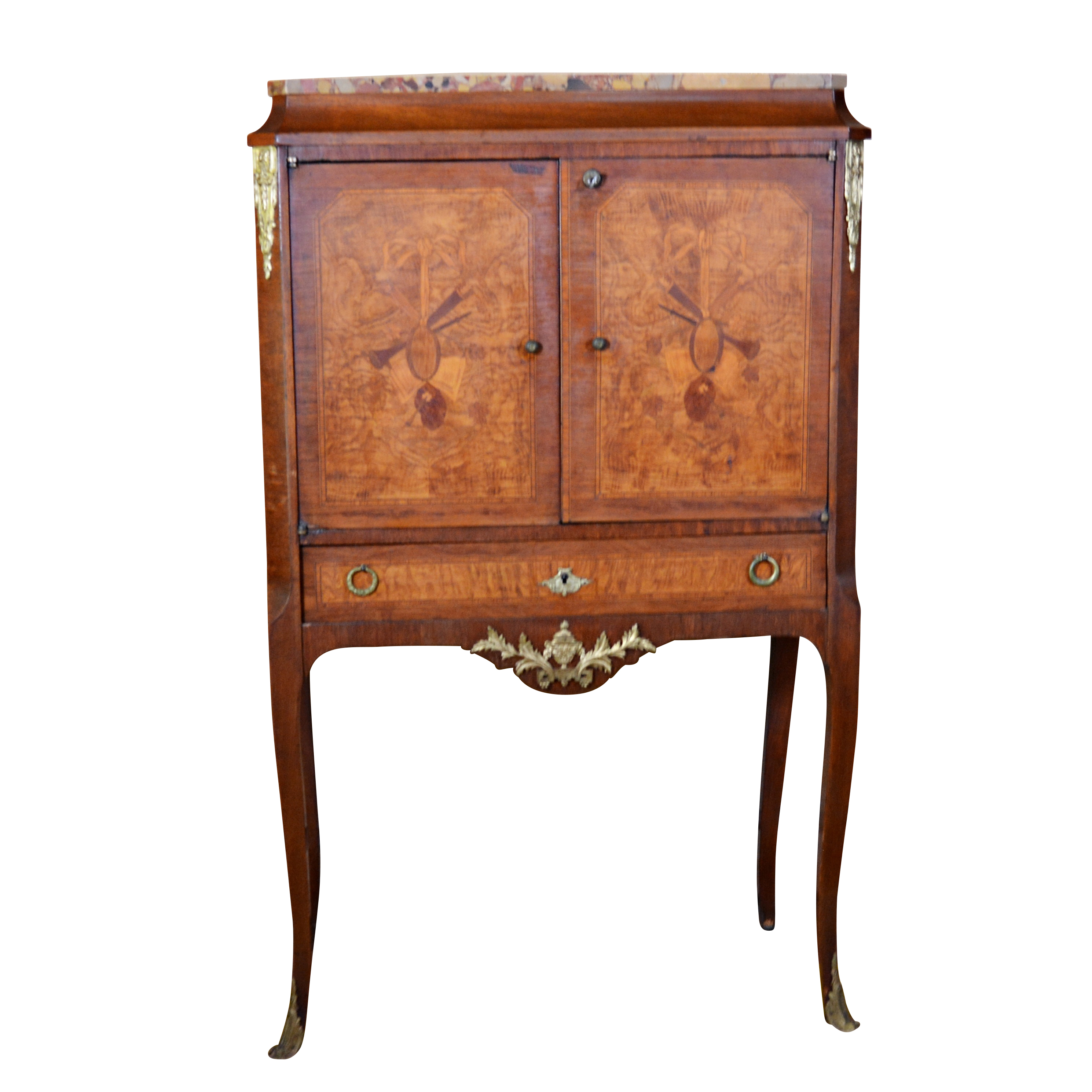 Louis XV Style Marquetry and Gilt Metal Mounted Cabinet, 20th Century