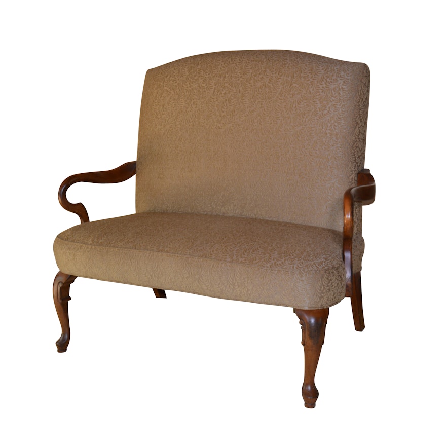 Upholstered Best Chairs, Inc Federal Style Wooden Settee, 20th Century