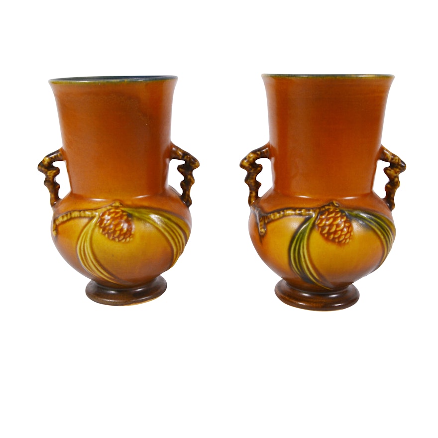 Roseville Pottery "Pine Cone" Vases, 1930s