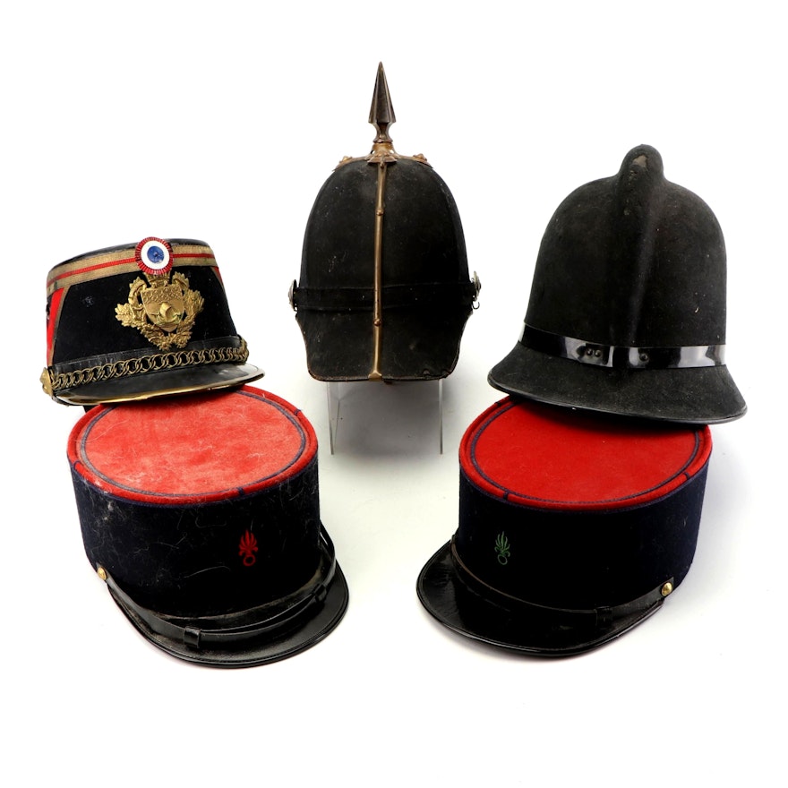 Canadian, French, British, Military Caps and Helmets