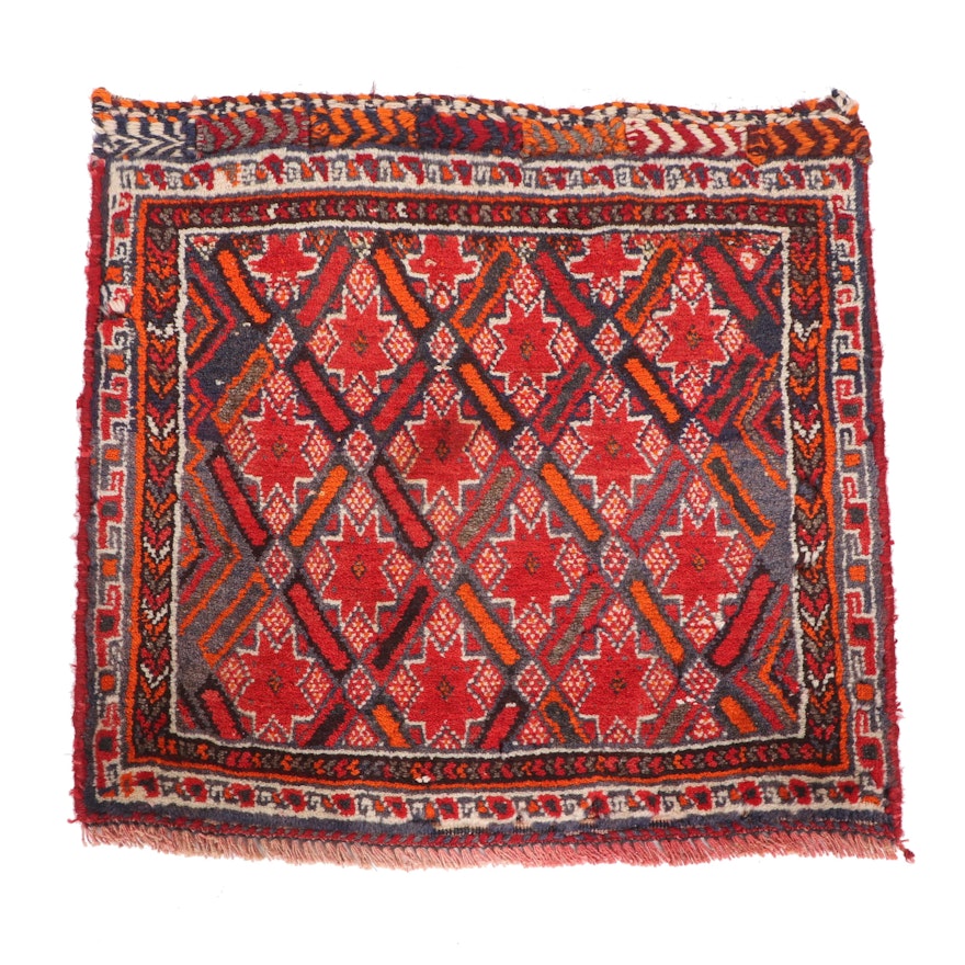 Hand-Knotted Persian Wool Bag Face