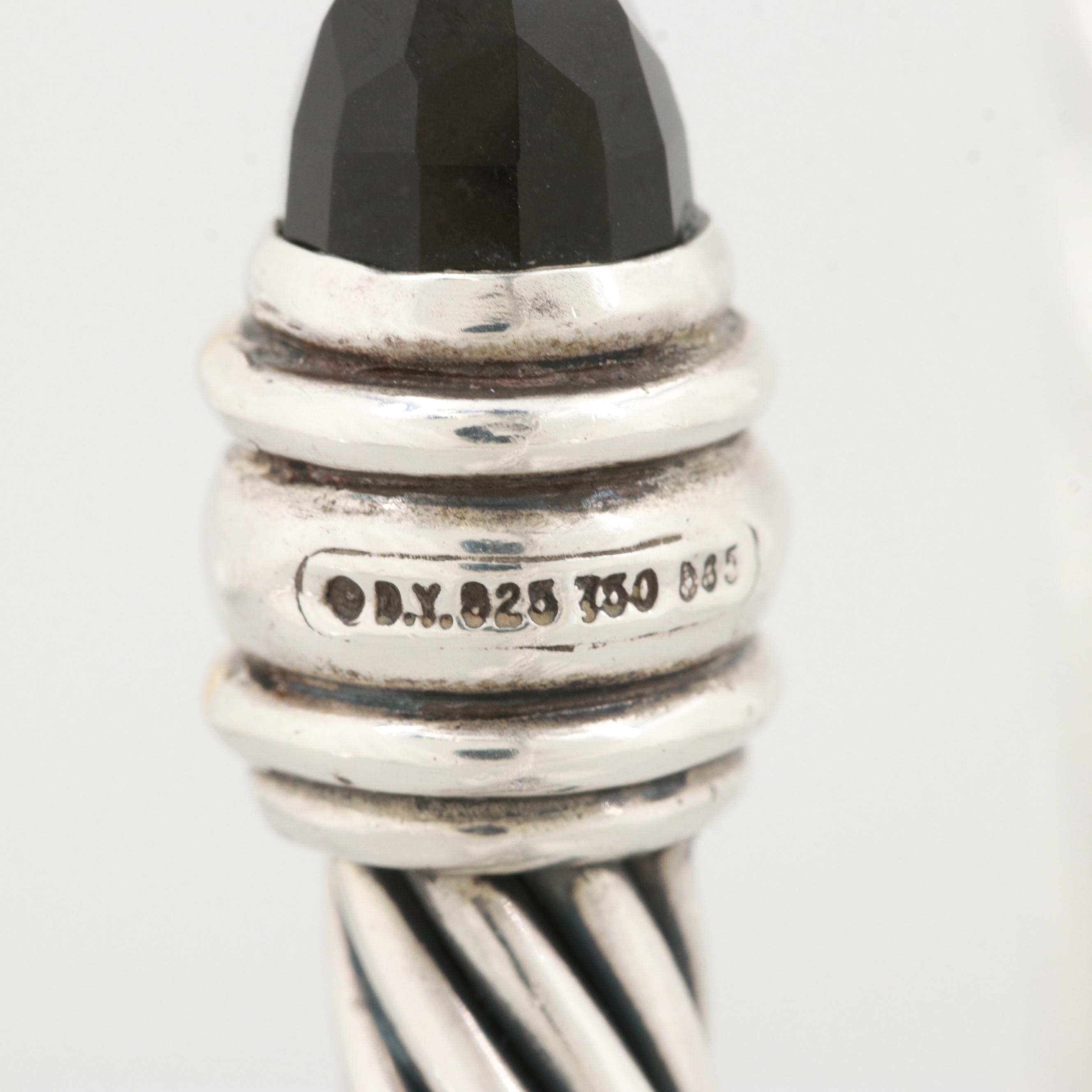 David Yurman Sterling Black Onyx and Blue Topaz Cuff Bracelet with 14K Accents