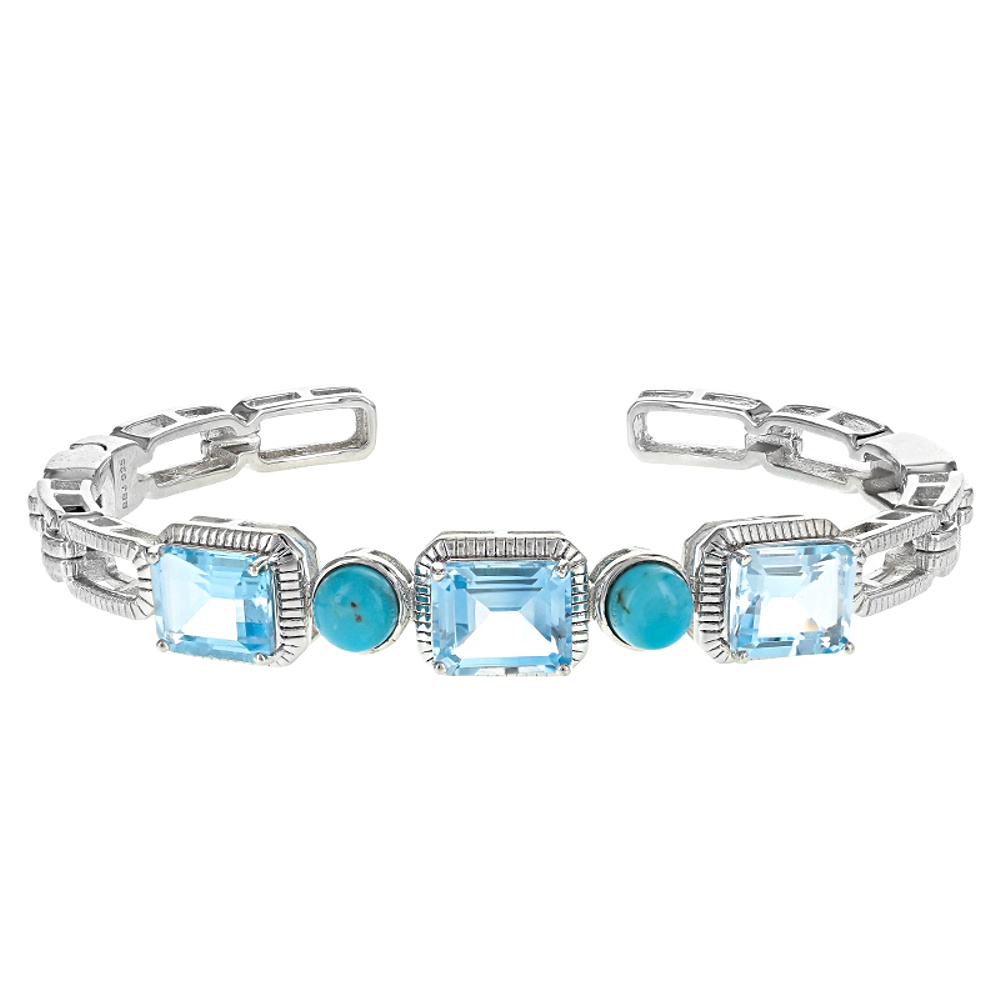 Sterling Silver Topaz and Turquoise Bracelet