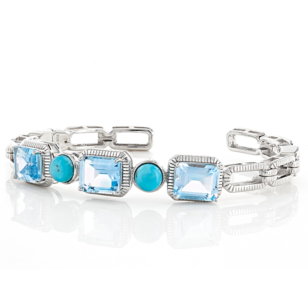 Sterling Silver Topaz and Turquoise Bracelet