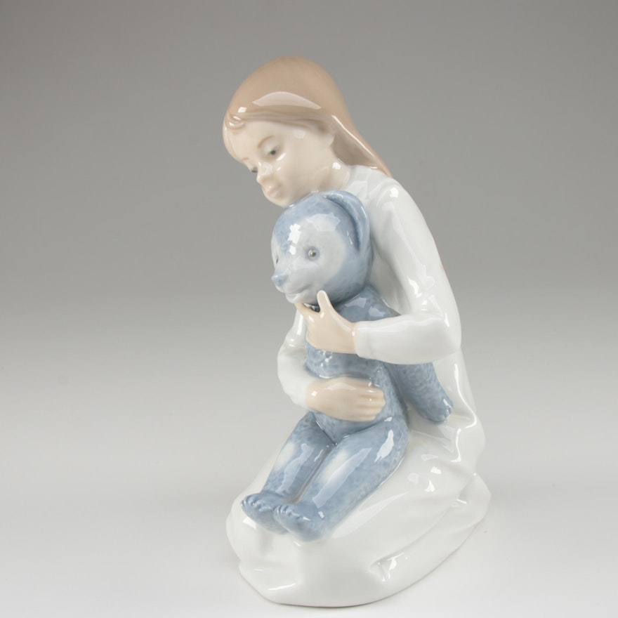 Nao by Lladró "Girl with Bear" Porcelain Figurine