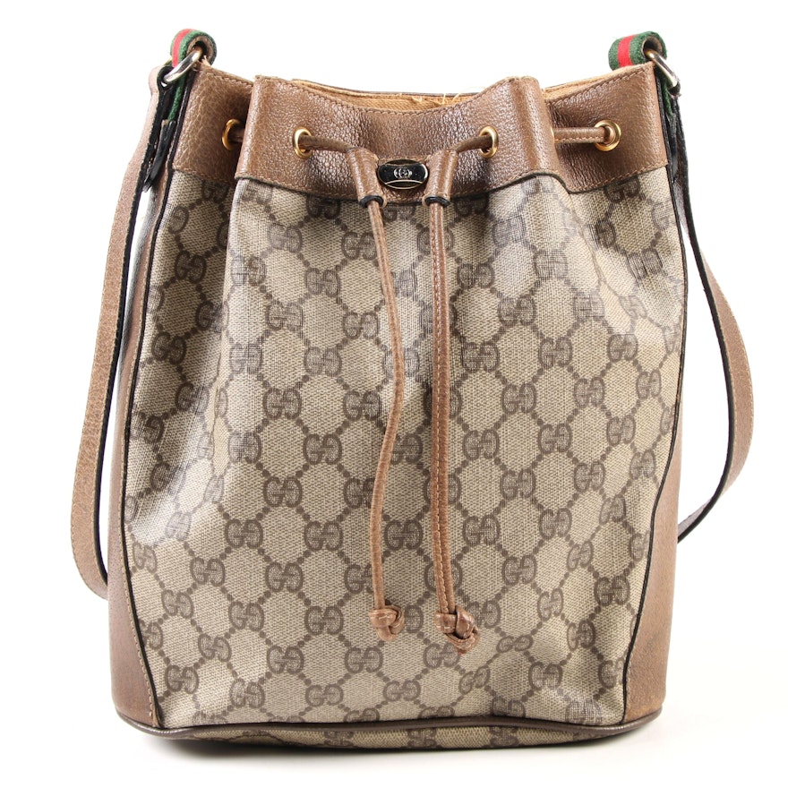 Gucci Accessory Collection Bucket Bag in GG Signature Canvas and Leather