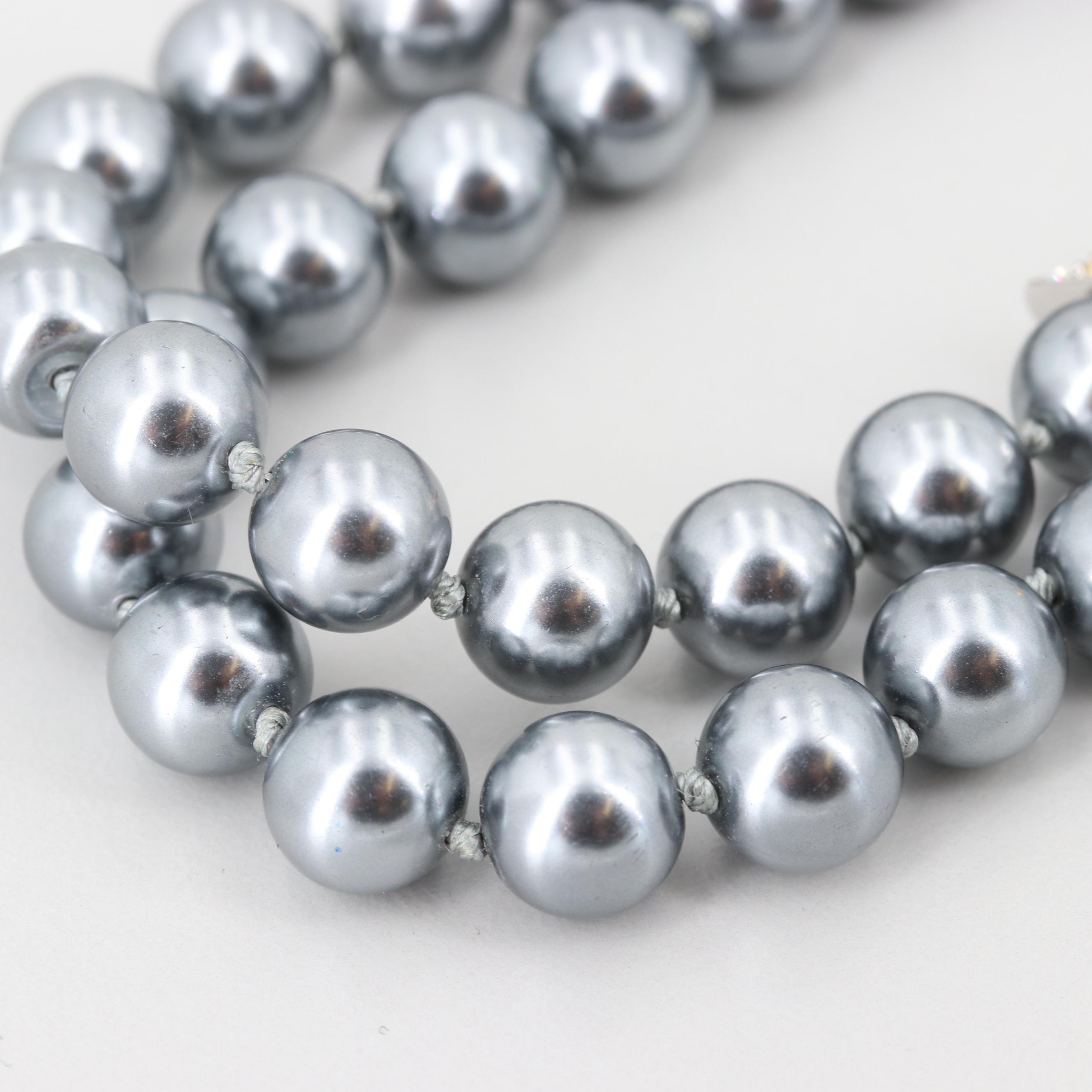 Nolan Miller Glass Crystal and Imitation Pearl Double-Stranded Bracelet