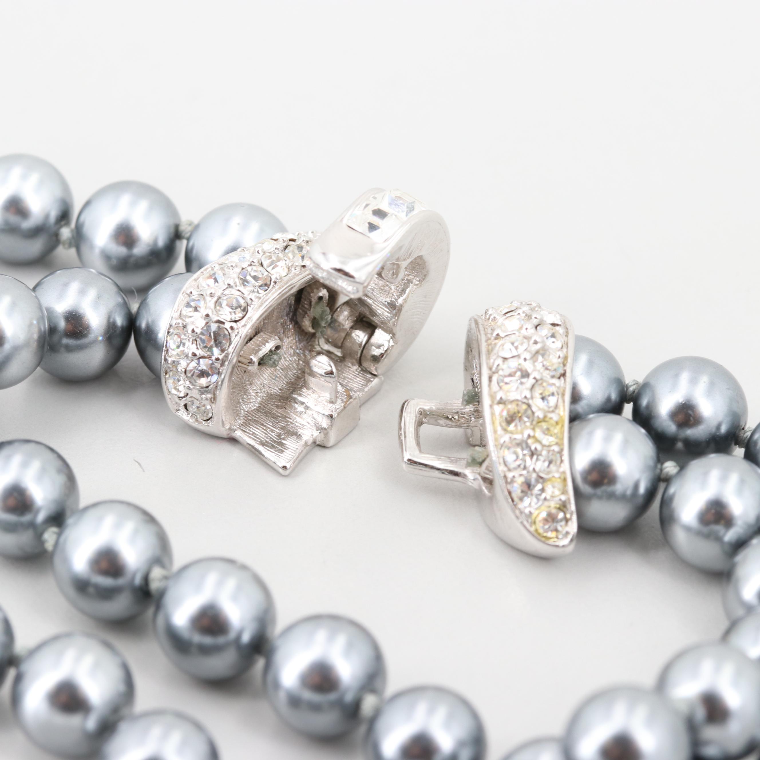 Nolan Miller Glass Crystal and Imitation Pearl Double-Stranded Bracelet