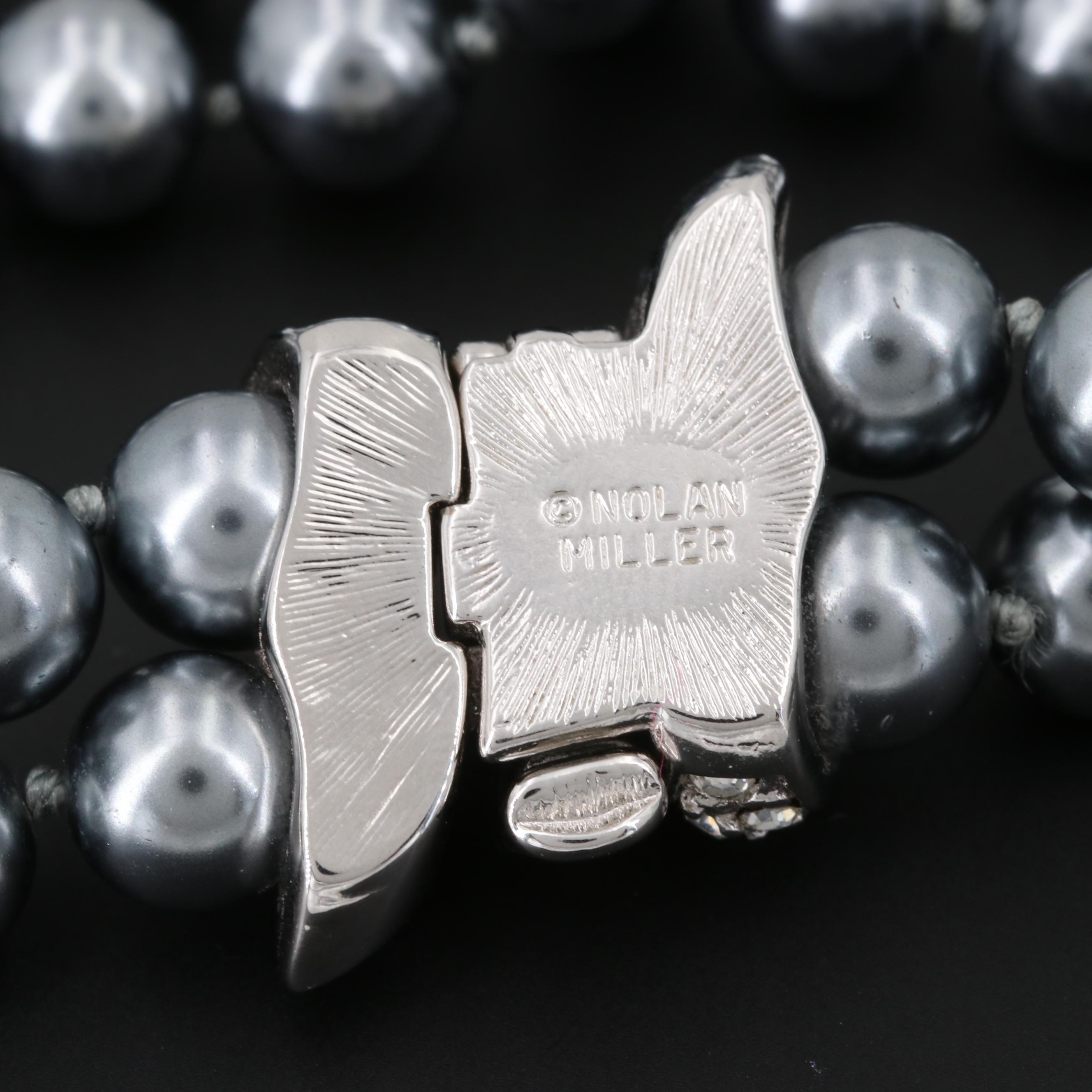 Nolan Miller Glass Crystal and Imitation Pearl Double-Stranded Bracelet