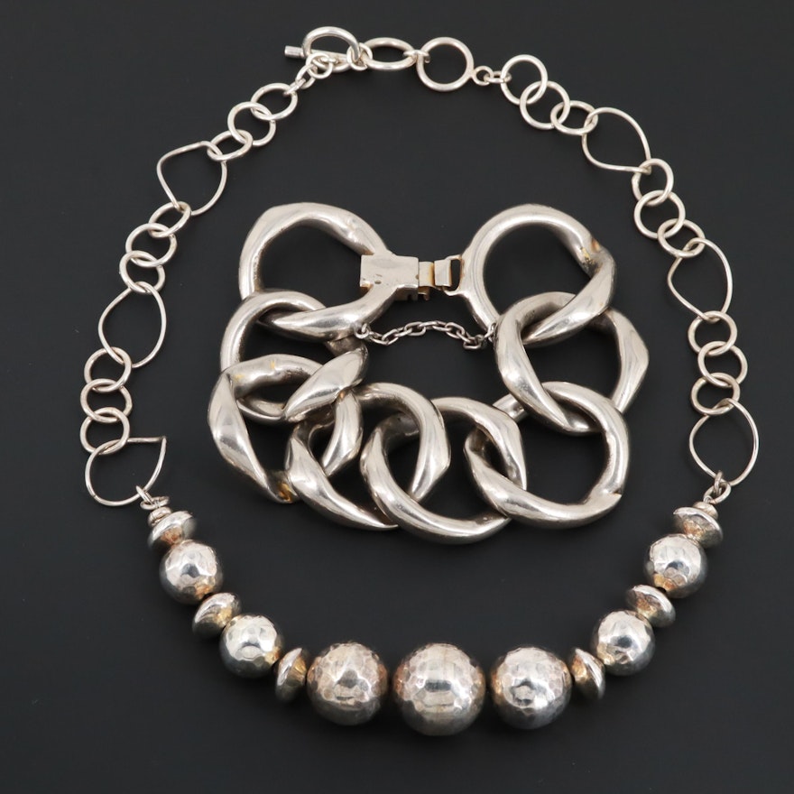 Silver Tone Necklace and Bracelet