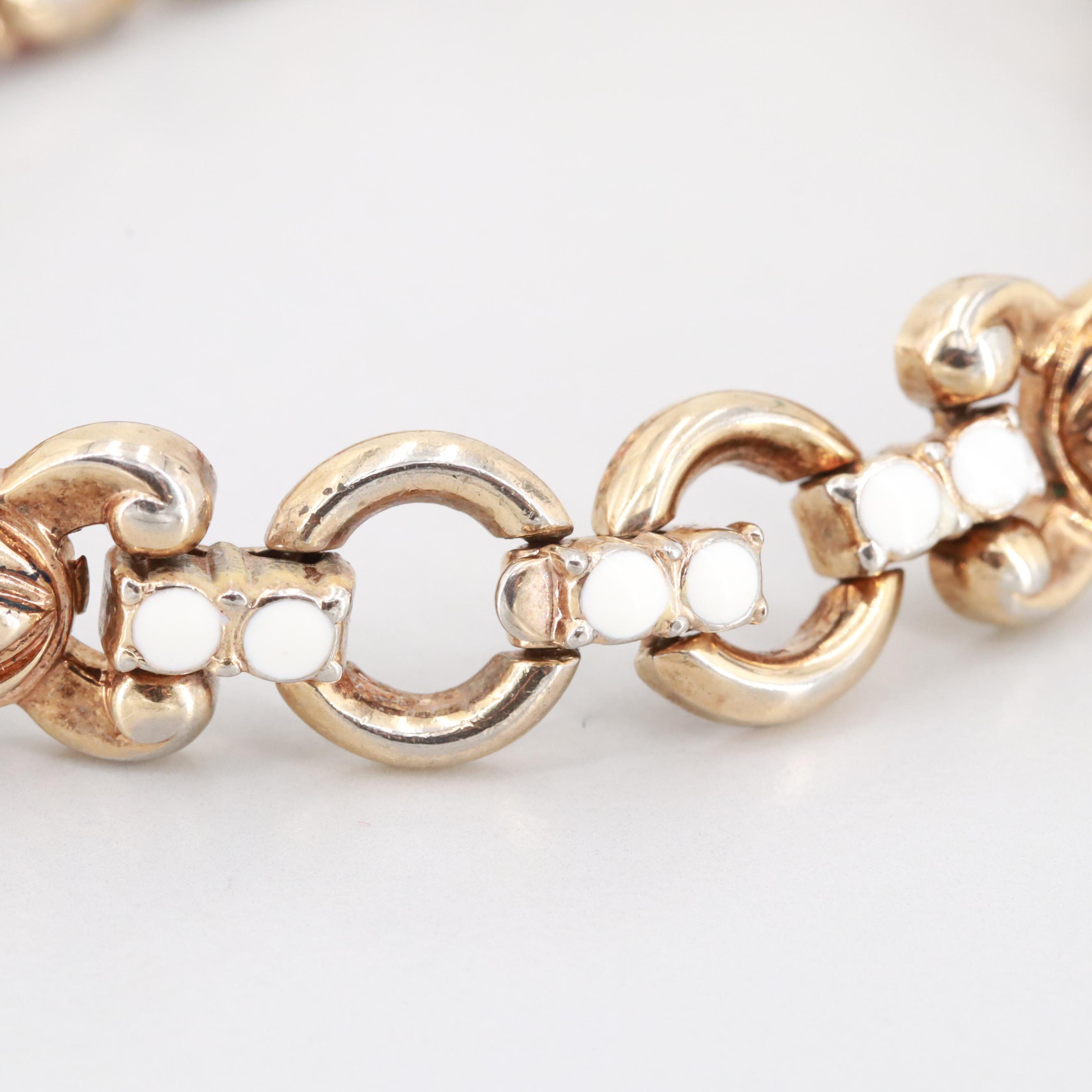 Gold Tone Enamel and Glass Bracelets Featuring Circa 1955 Trifari