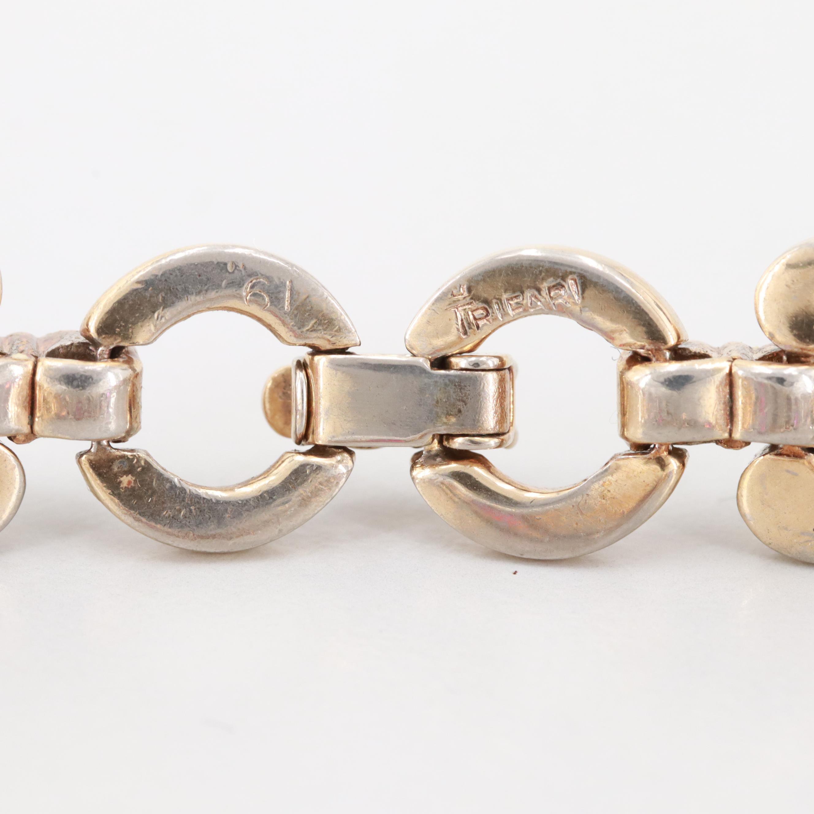 Gold Tone Enamel and Glass Bracelets Featuring Circa 1955 Trifari