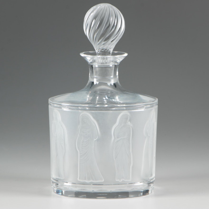 Lalique "Femmes Antiques" Crystal Decanter with Spiral Stopper