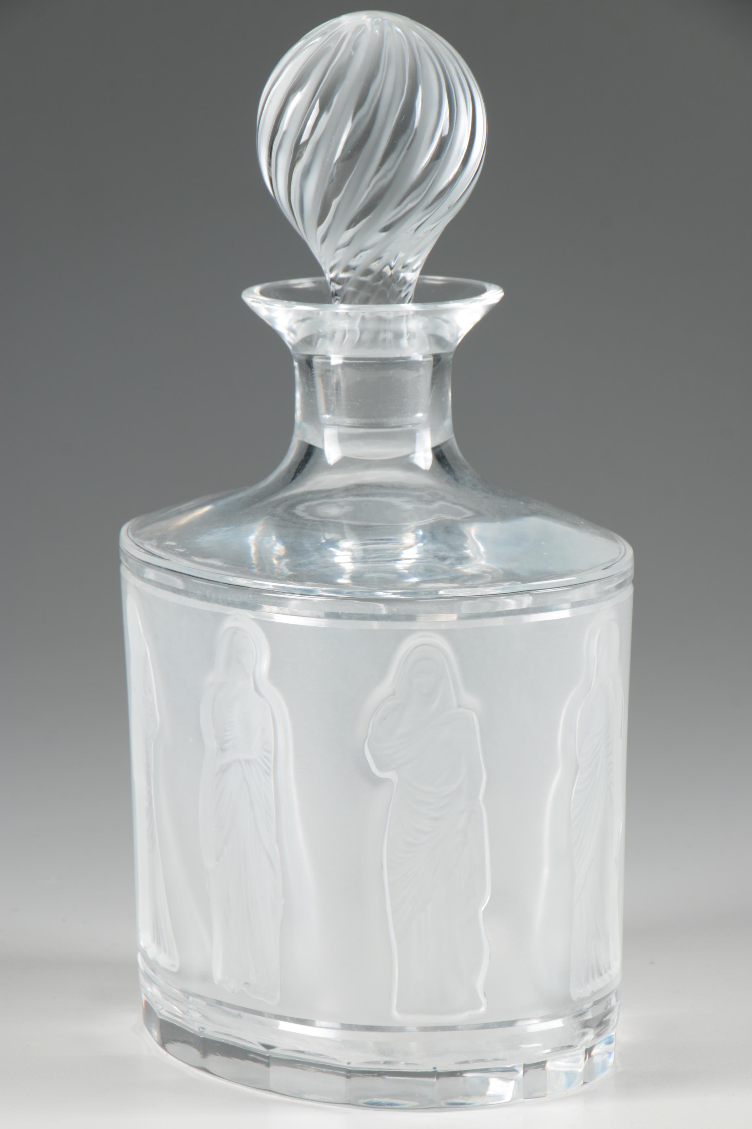 Lalique "Femmes Antiques" Crystal Decanter with Spiral Stopper