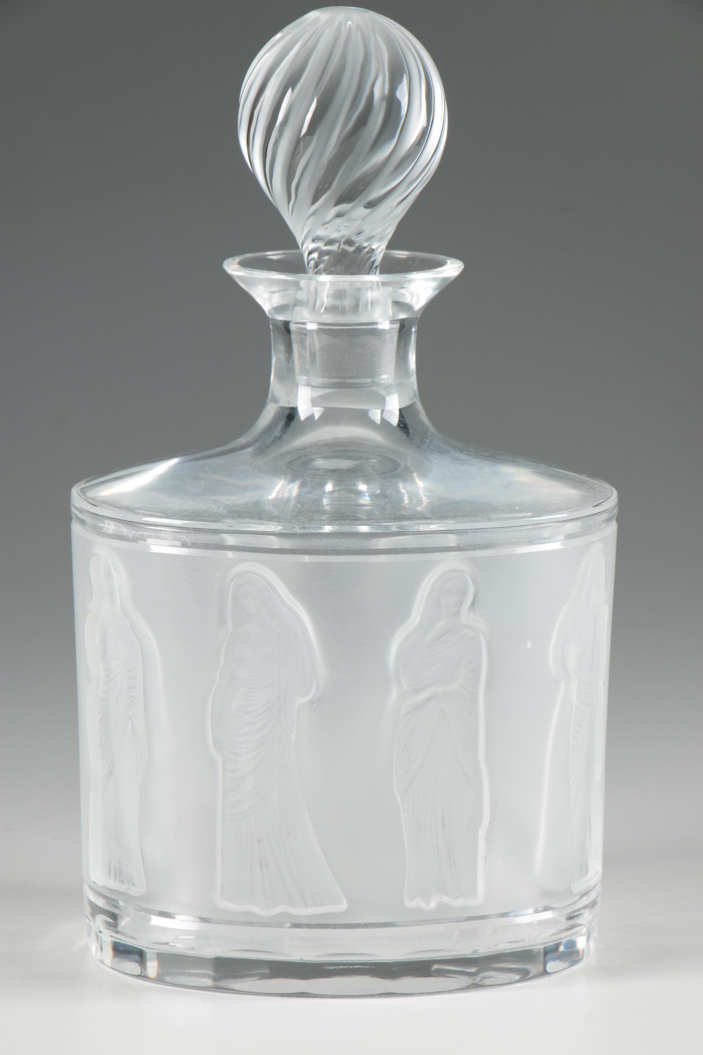 Lalique "Femmes Antiques" Crystal Decanter with Spiral Stopper