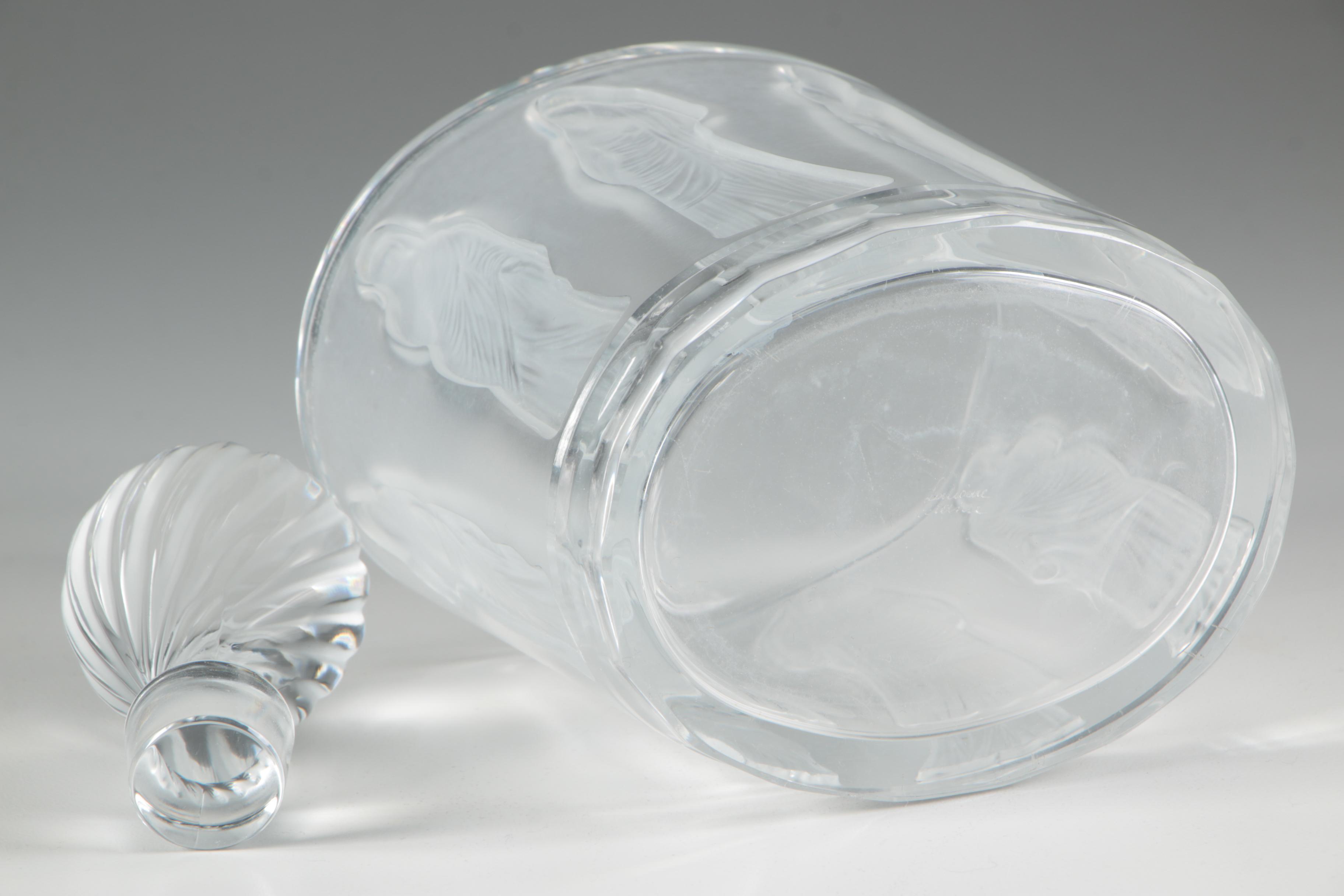 Lalique "Femmes Antiques" Crystal Decanter with Spiral Stopper