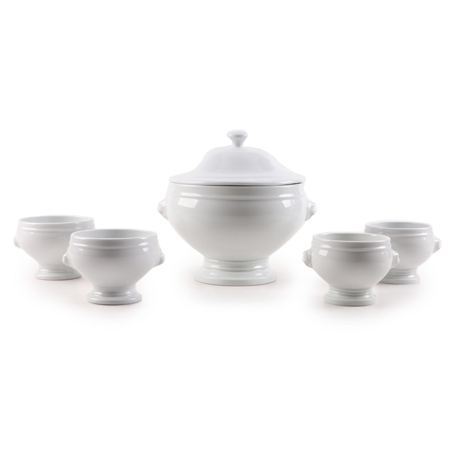 Pillivuyt Porcelain Soup Tureen and Bowls