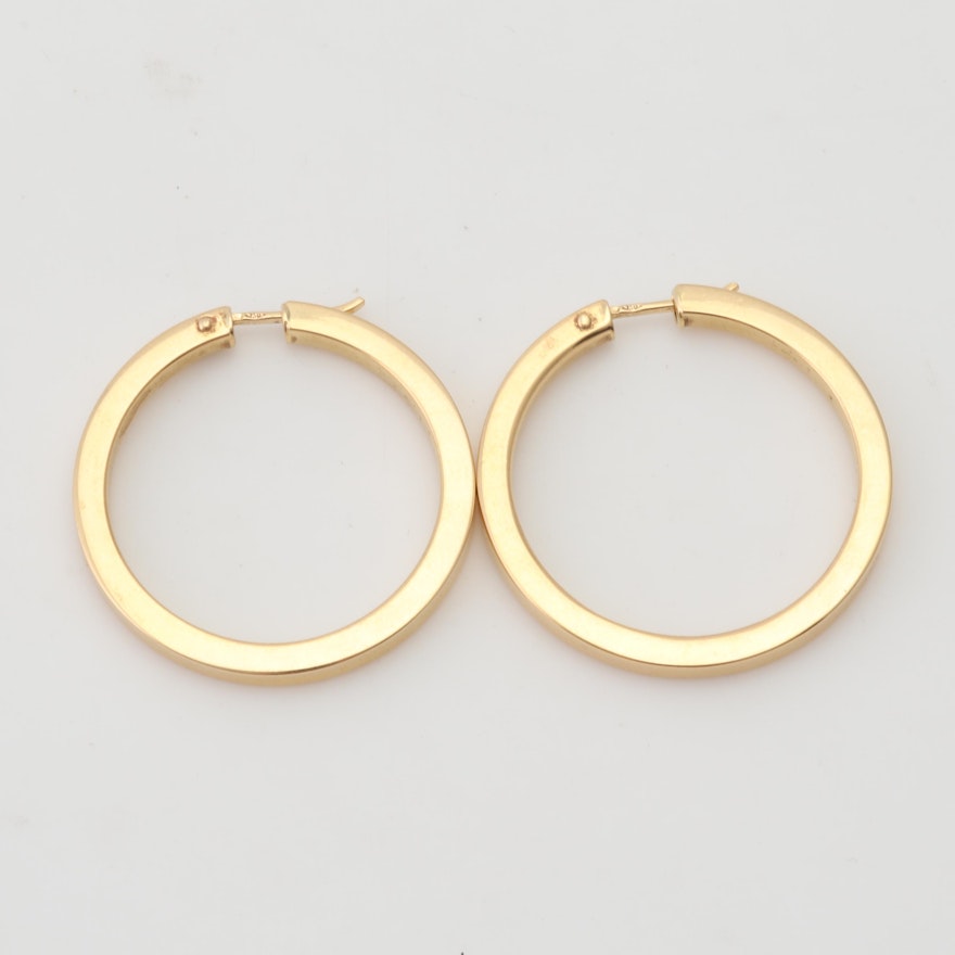 18K Yellow Gold Hoop Earrings