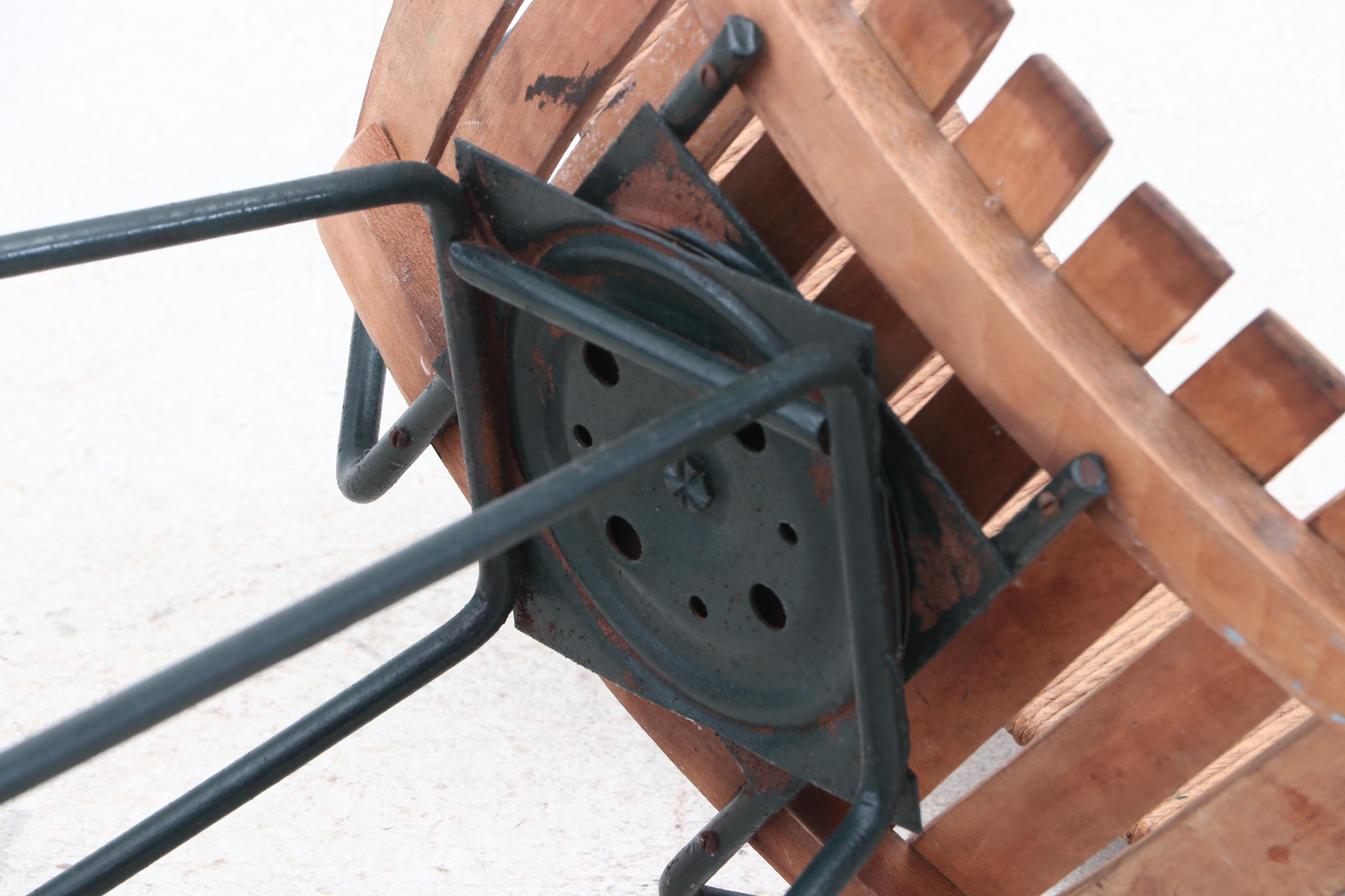 Mid Century Modern Maple Seat Metal Frame Counter Height Chairs