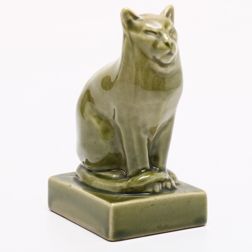 Rookwood Pottery Cat Paperweight, 1965