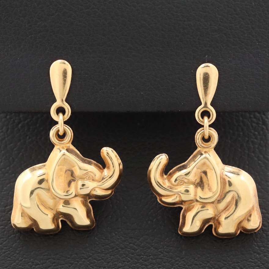 Milor 18K Yellow Gold Elephant Earrings