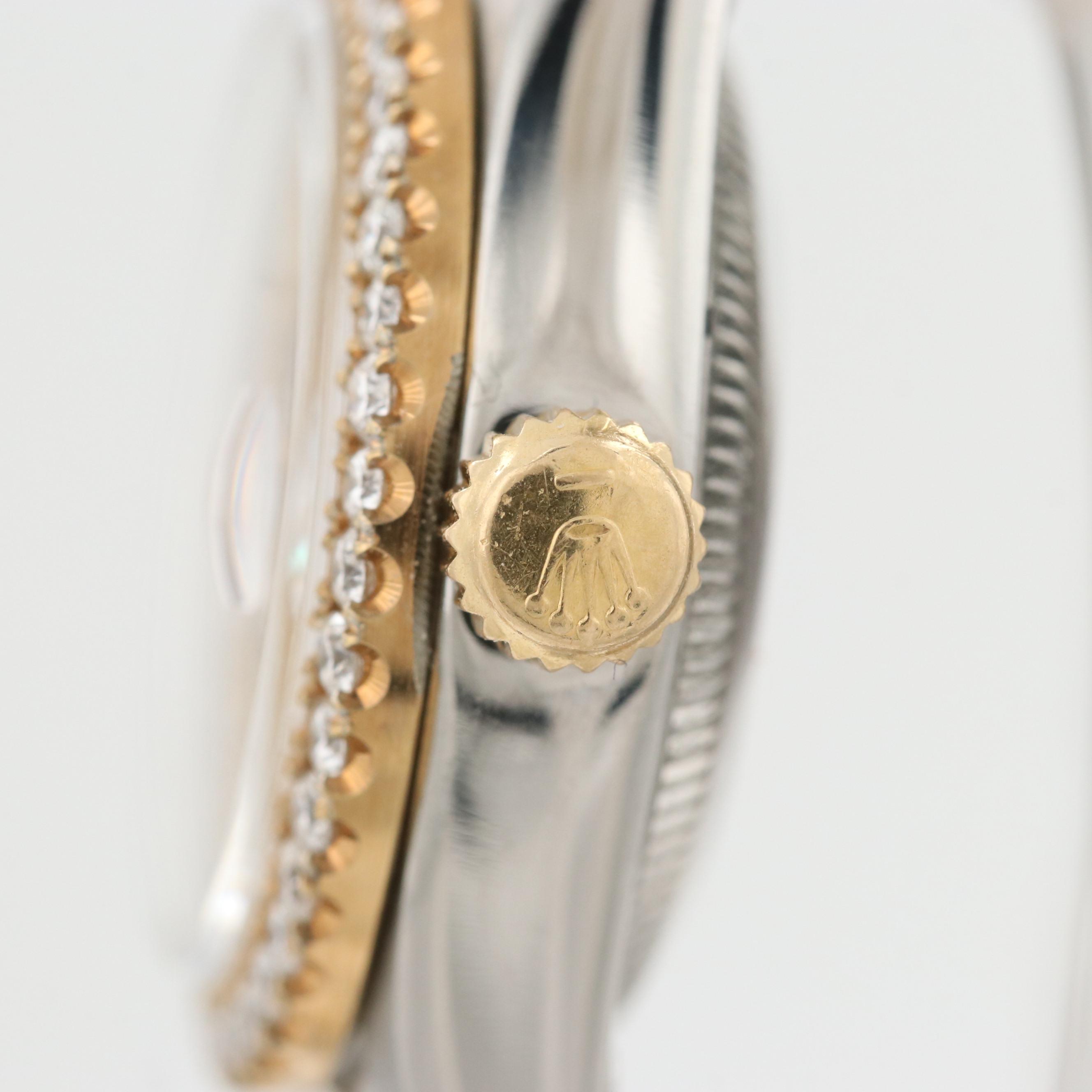 Vintage Rolex Two-Tone Automatic Watch With 1.27 CTW Diamond Dial and Bezel