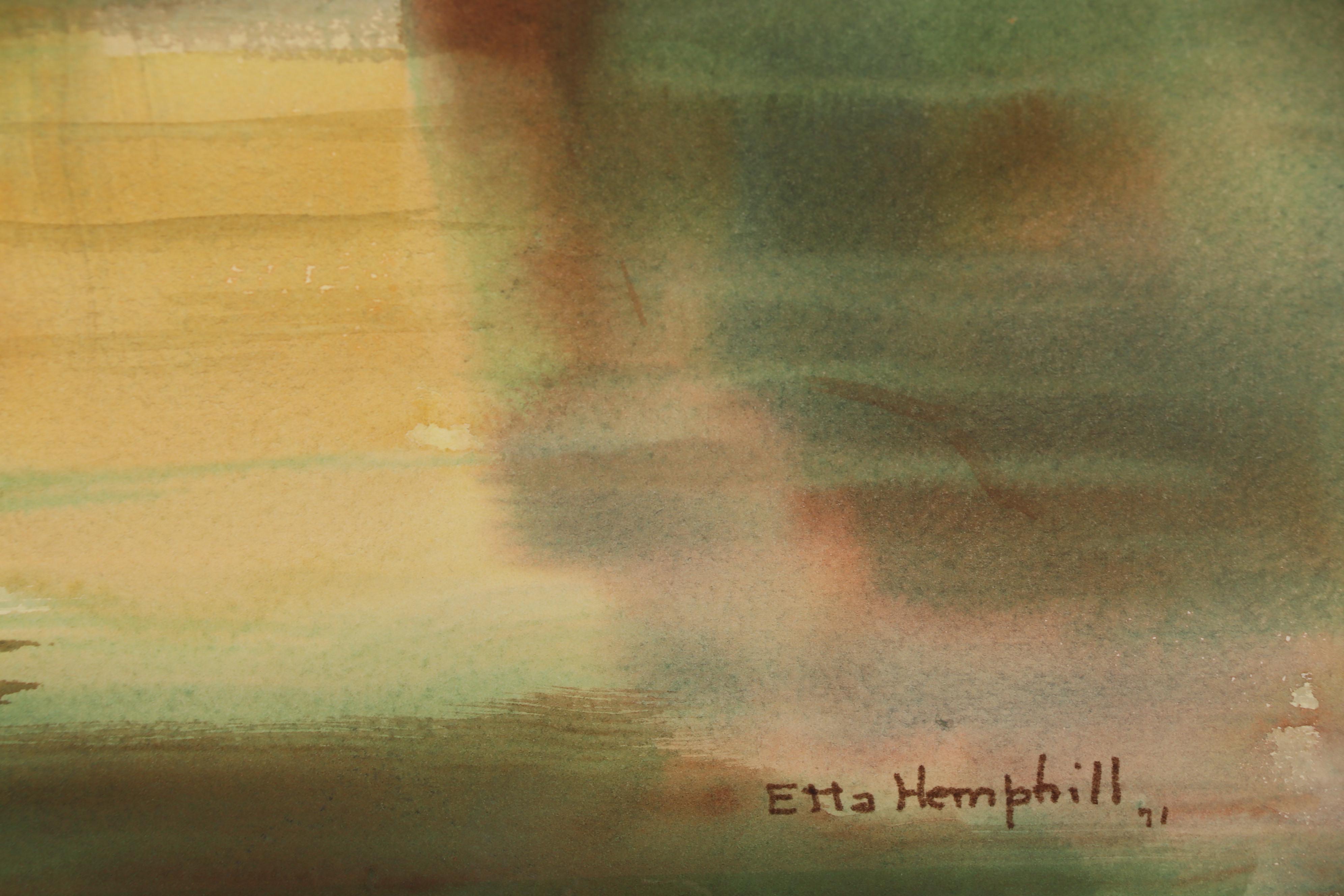 Etta Hemphill River Landscape Watercolor Painting