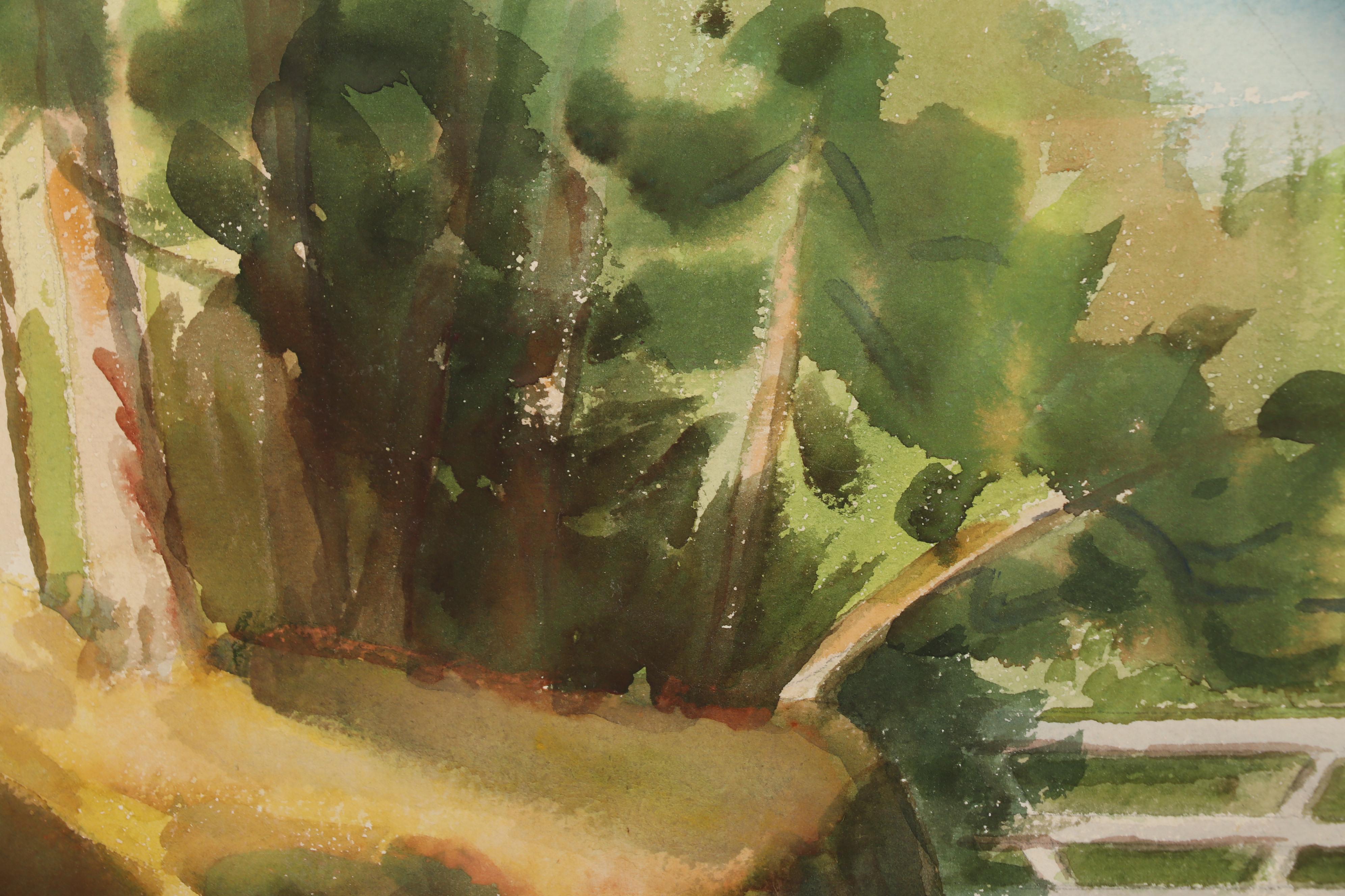 Etta Hemphill River Landscape Watercolor Painting