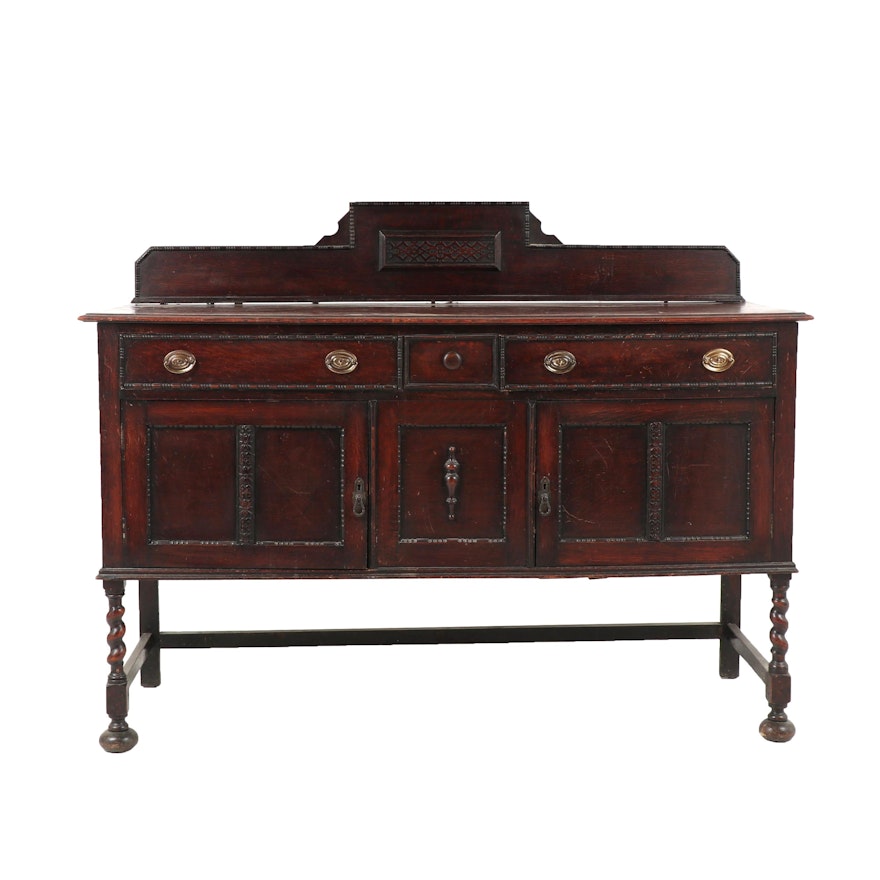 English Oak Arts and Crafts Style Sideboard, Late 19th to Early 20th Century