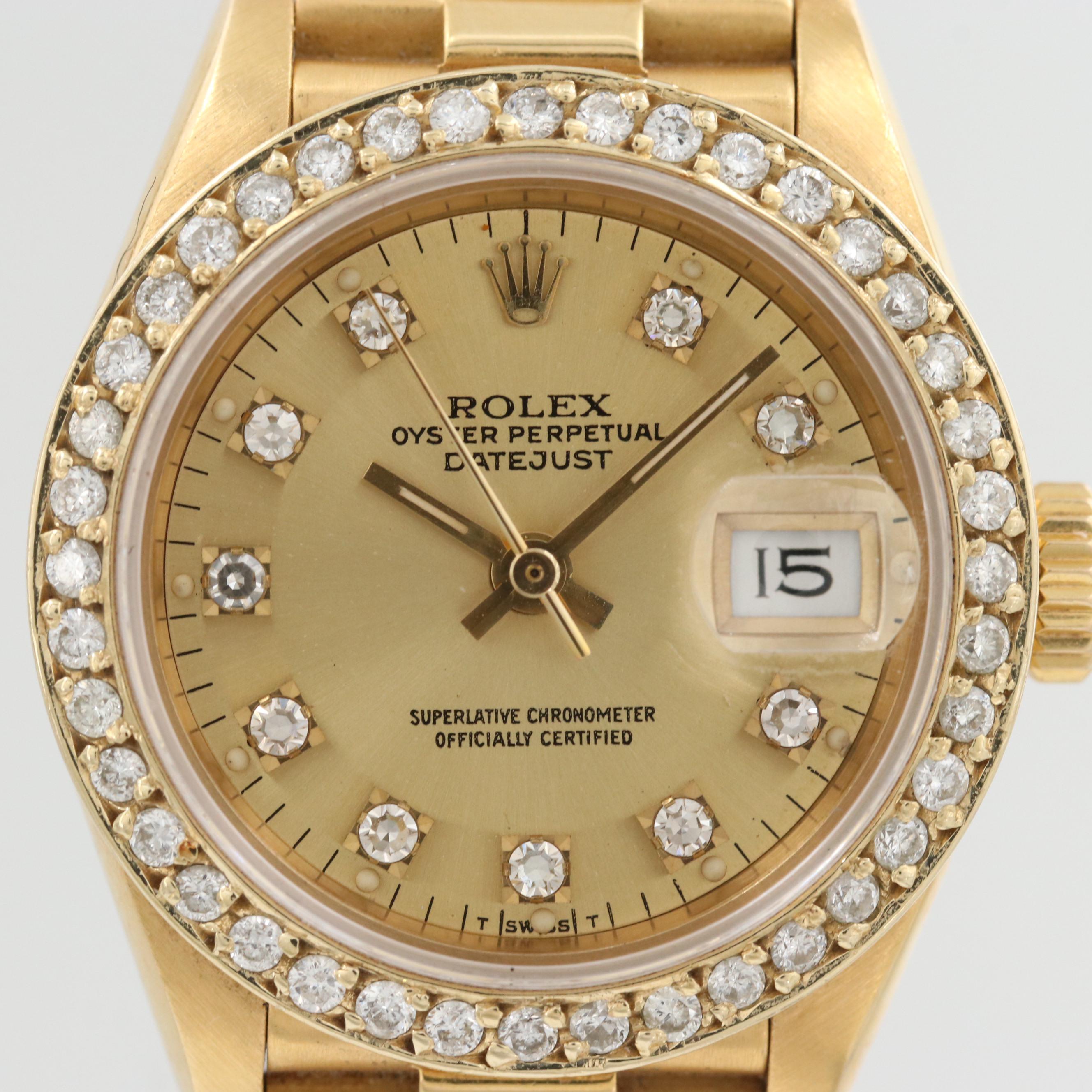 Rolex President 18K Yellow Gold Diamond Watch, 1989