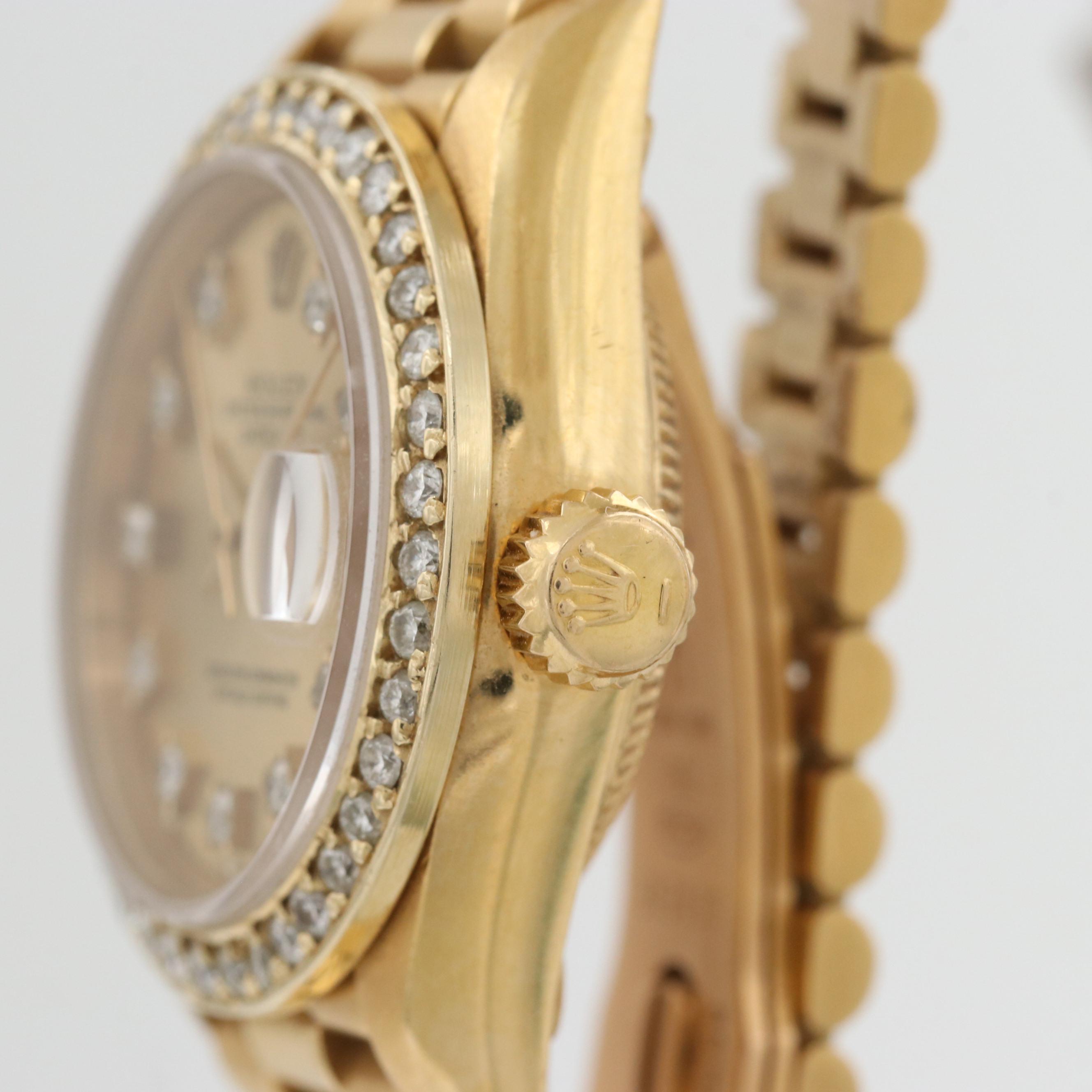 Rolex President 18K Yellow Gold Diamond Watch, 1989