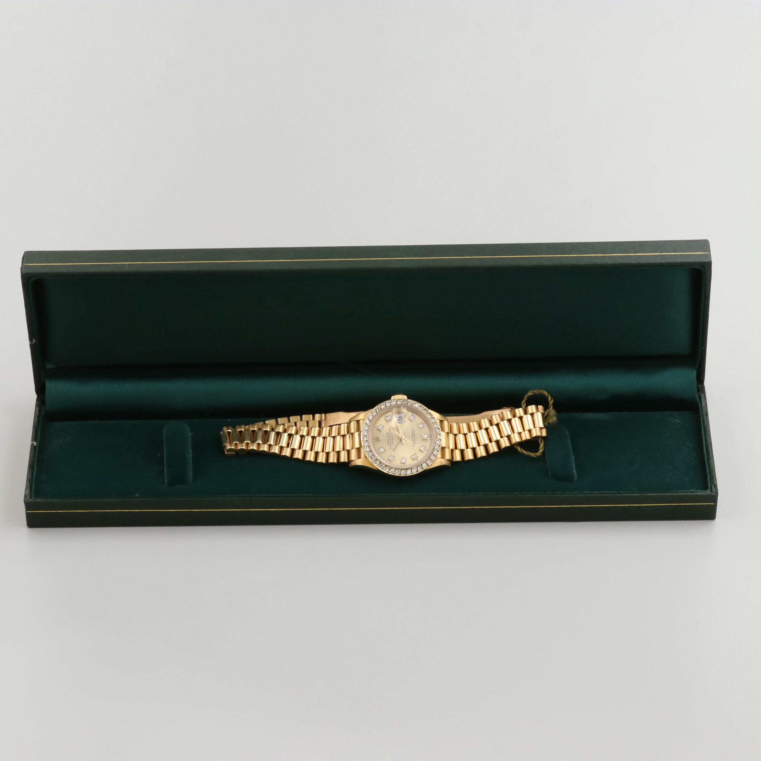 Rolex President 18K Yellow Gold Diamond Watch, 1989
