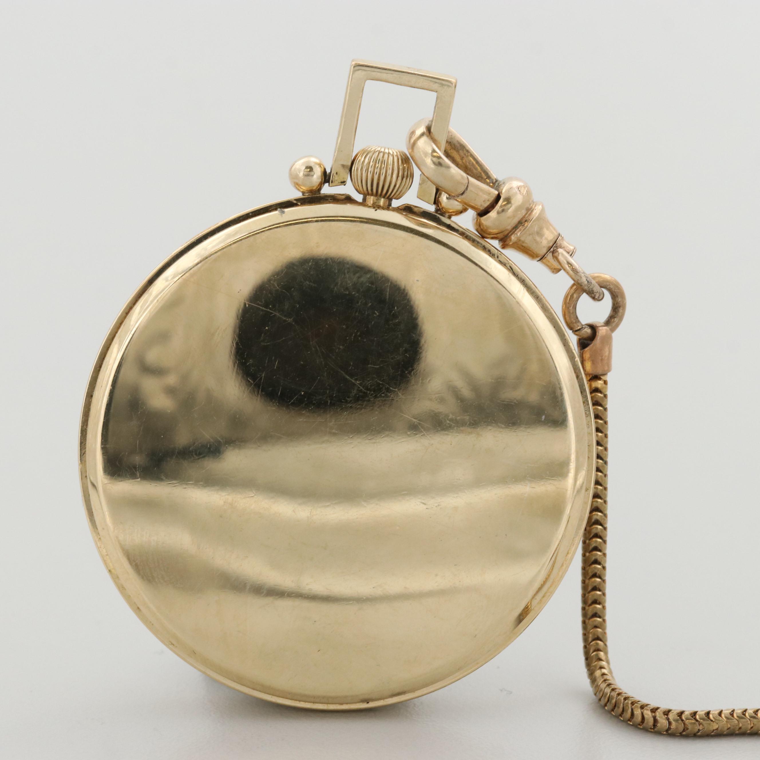 Vintage Lord Elgin 14K Gold Filled Pocket Watch, 1946