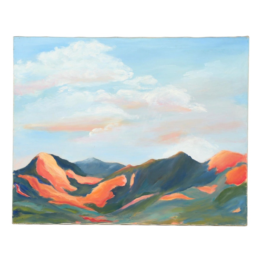 Late 20th Century Oil Painting "Sacred Mountains- Taos"