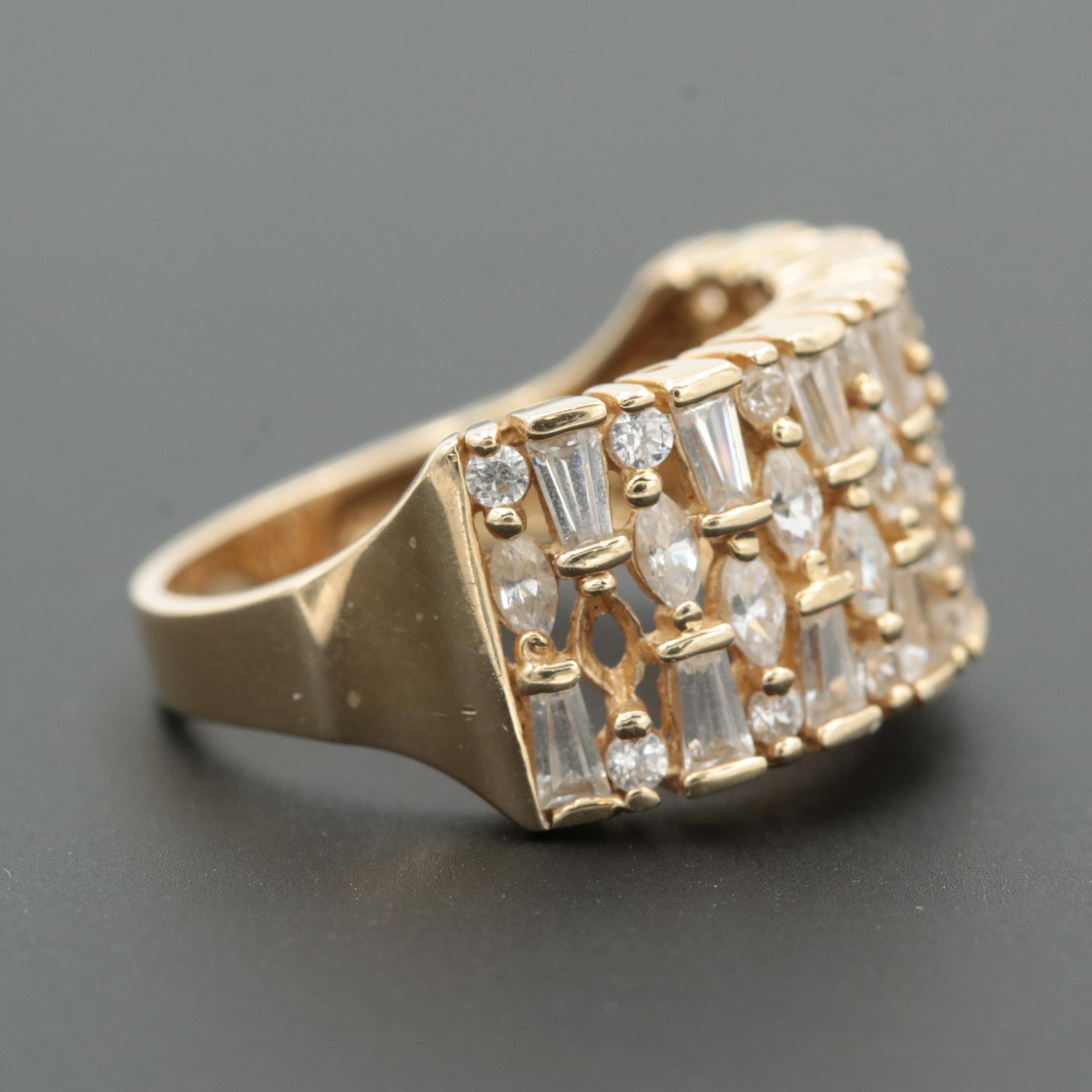 14K Yellow Gold Cubic Zirconia Ring
