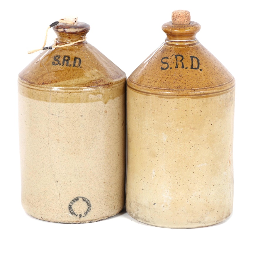 British Military "S.R.D." Stoneware Rum Bottles by G. Phillips & Sons