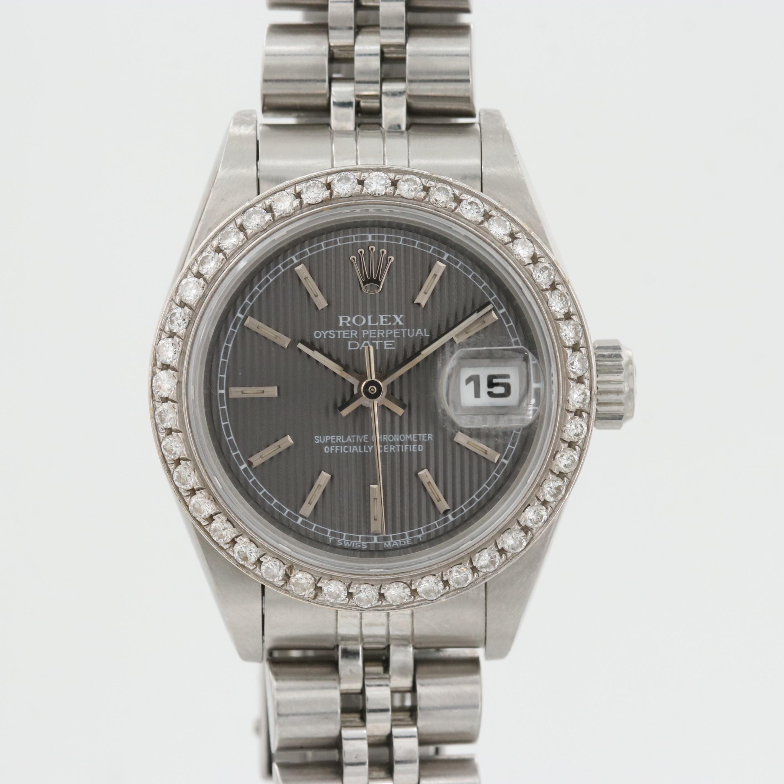 Rolex Stainless Steel and 18K White Gold Watch With Diamond Bezel, 1995