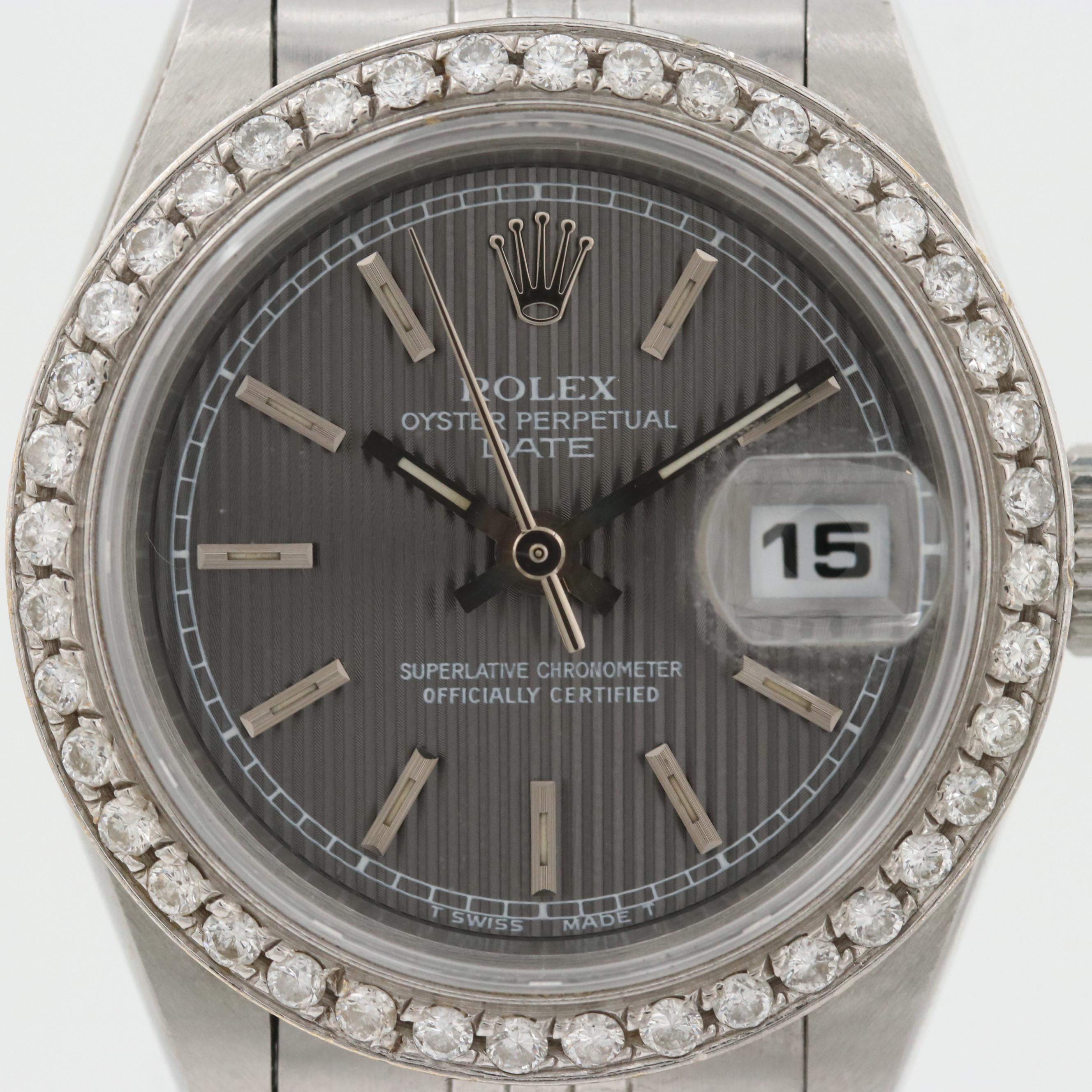 Rolex Stainless Steel and 18K White Gold Watch With Diamond Bezel, 1995
