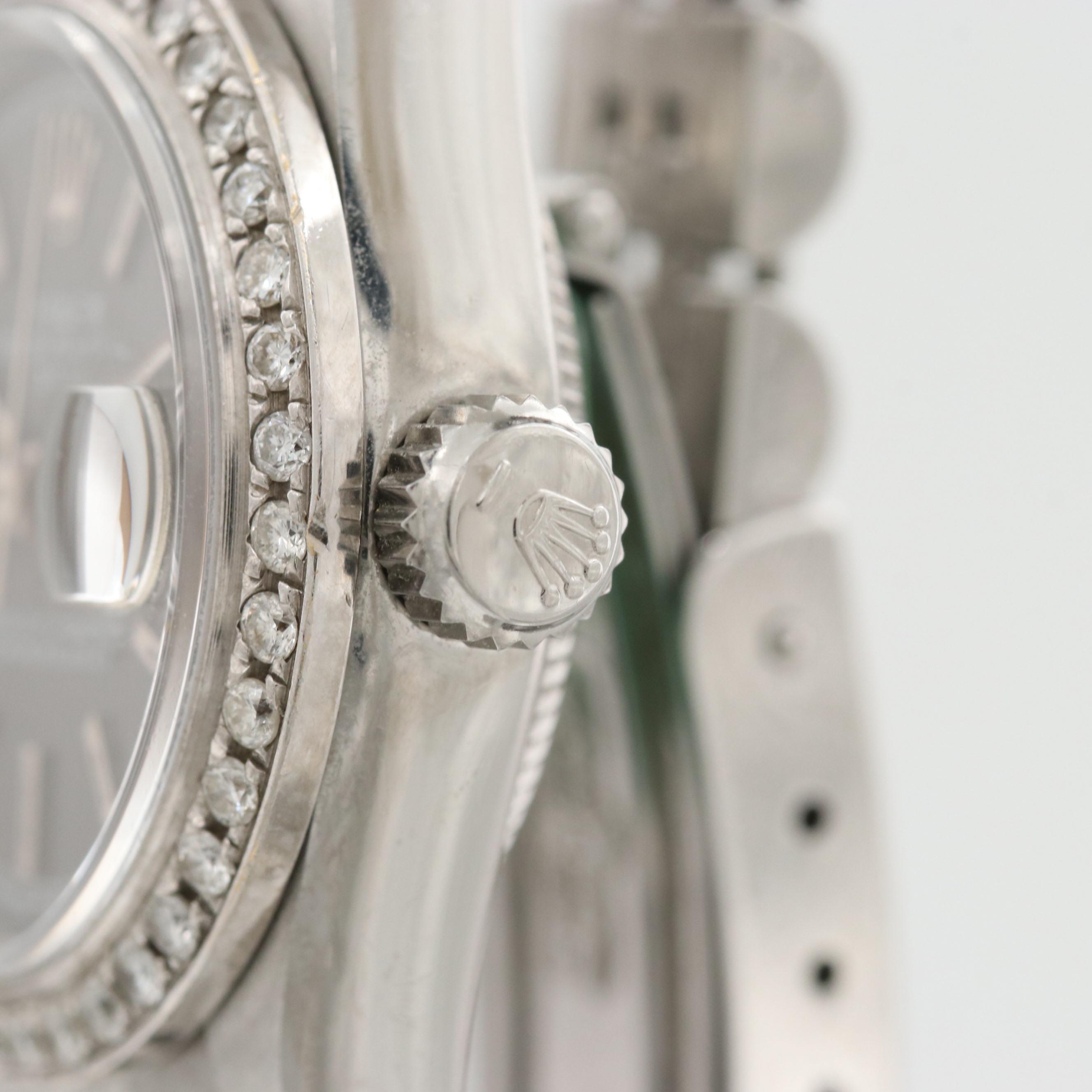 Rolex Stainless Steel and 18K White Gold Watch With Diamond Bezel, 1995