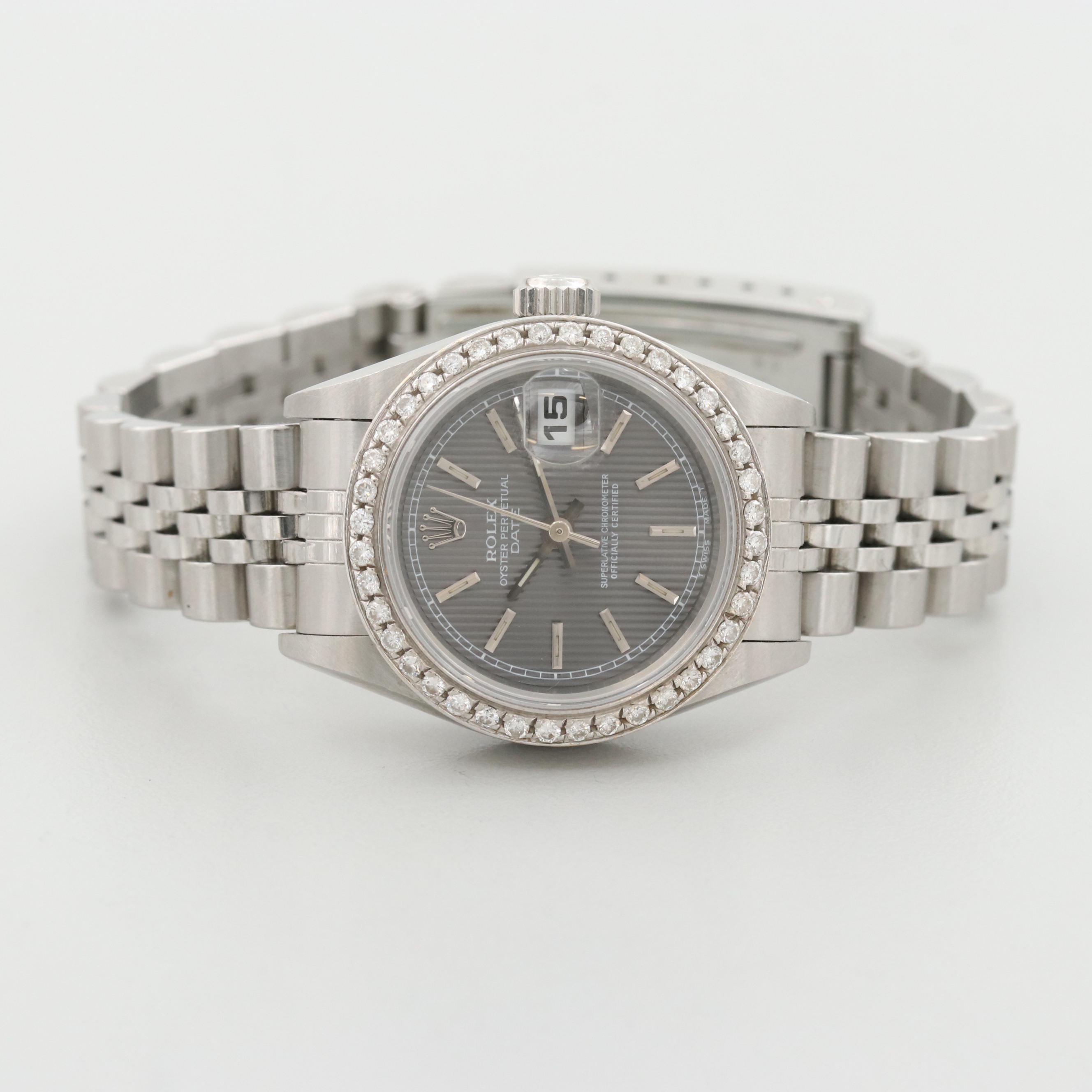 Rolex Stainless Steel and 18K White Gold Watch With Diamond Bezel, 1995