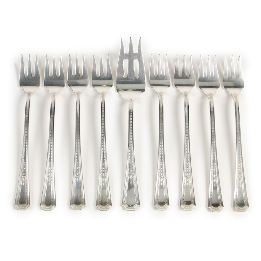 Durgin-Gorham "Colfax" Sterling Silver Cocktail Forks and Pastry Fork