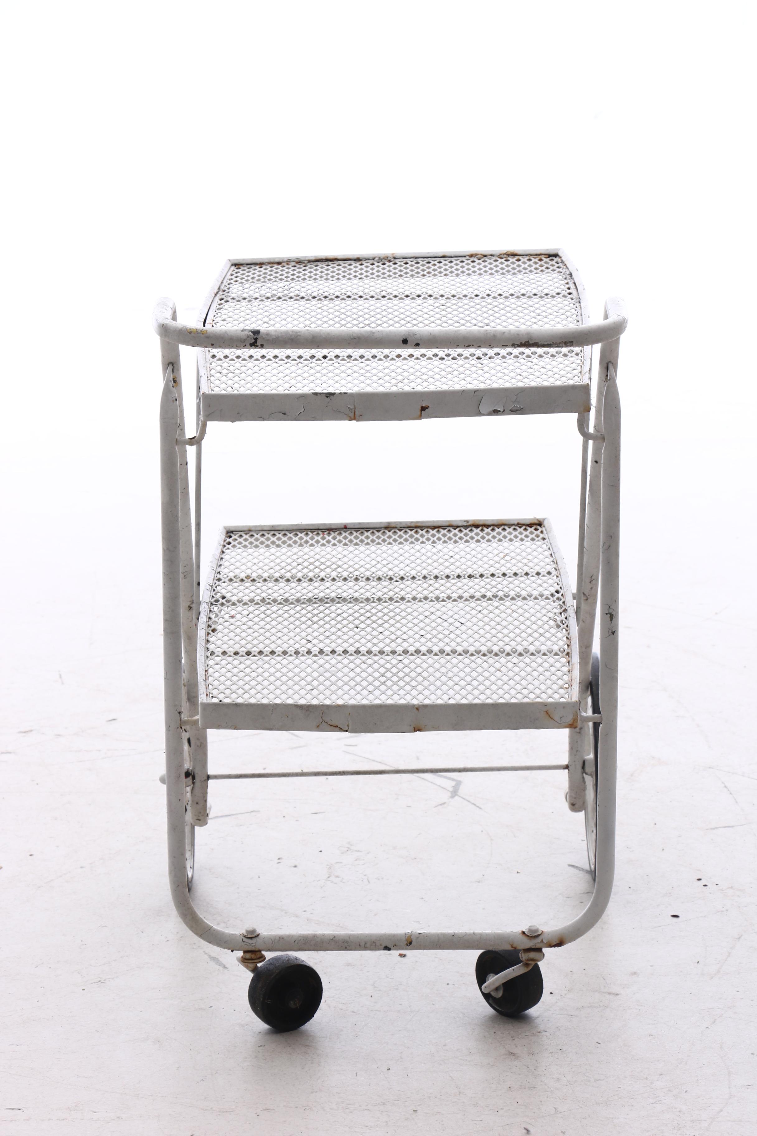 Cast Aluminum Mesh Garden Cart in White