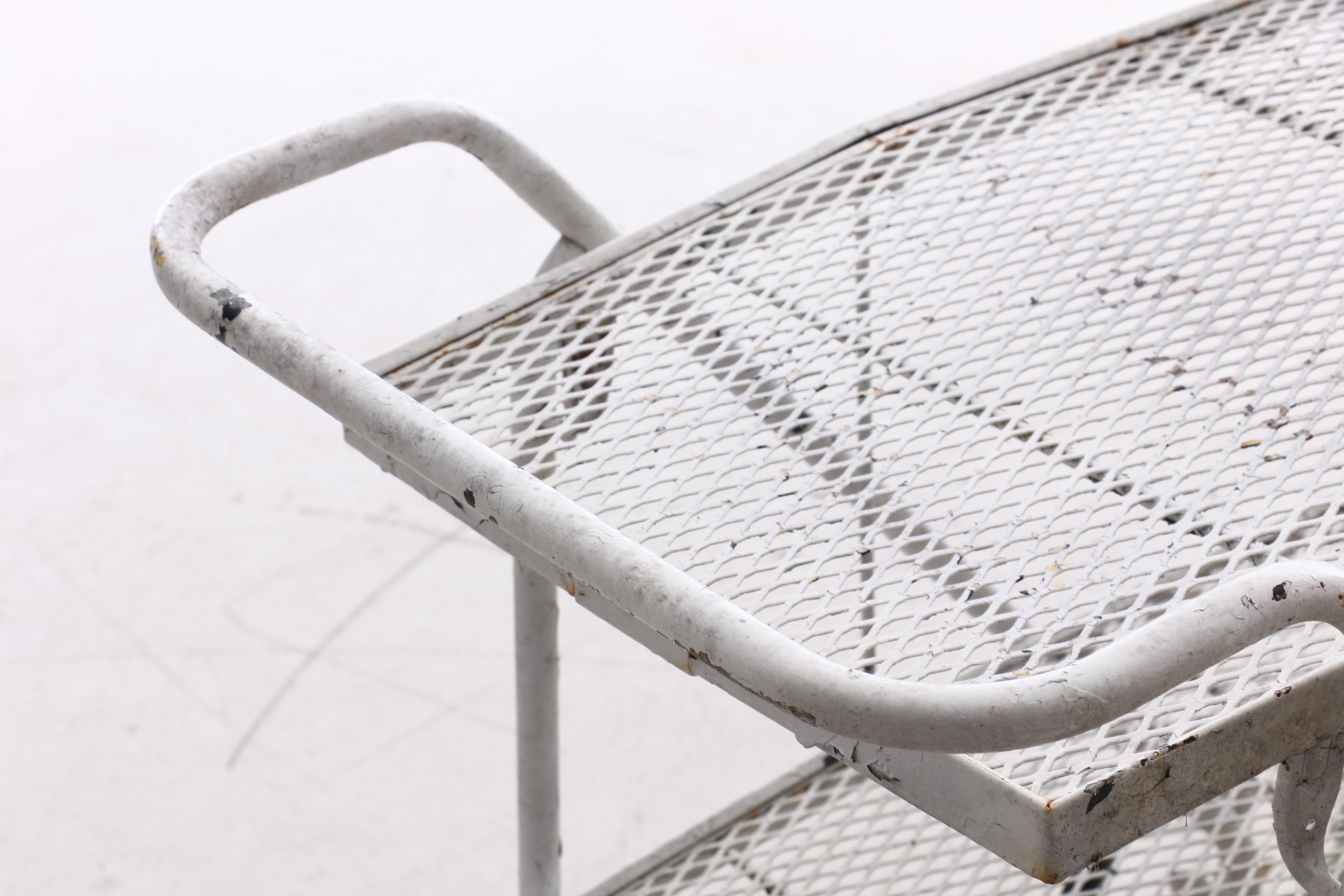 Cast Aluminum Mesh Garden Cart in White