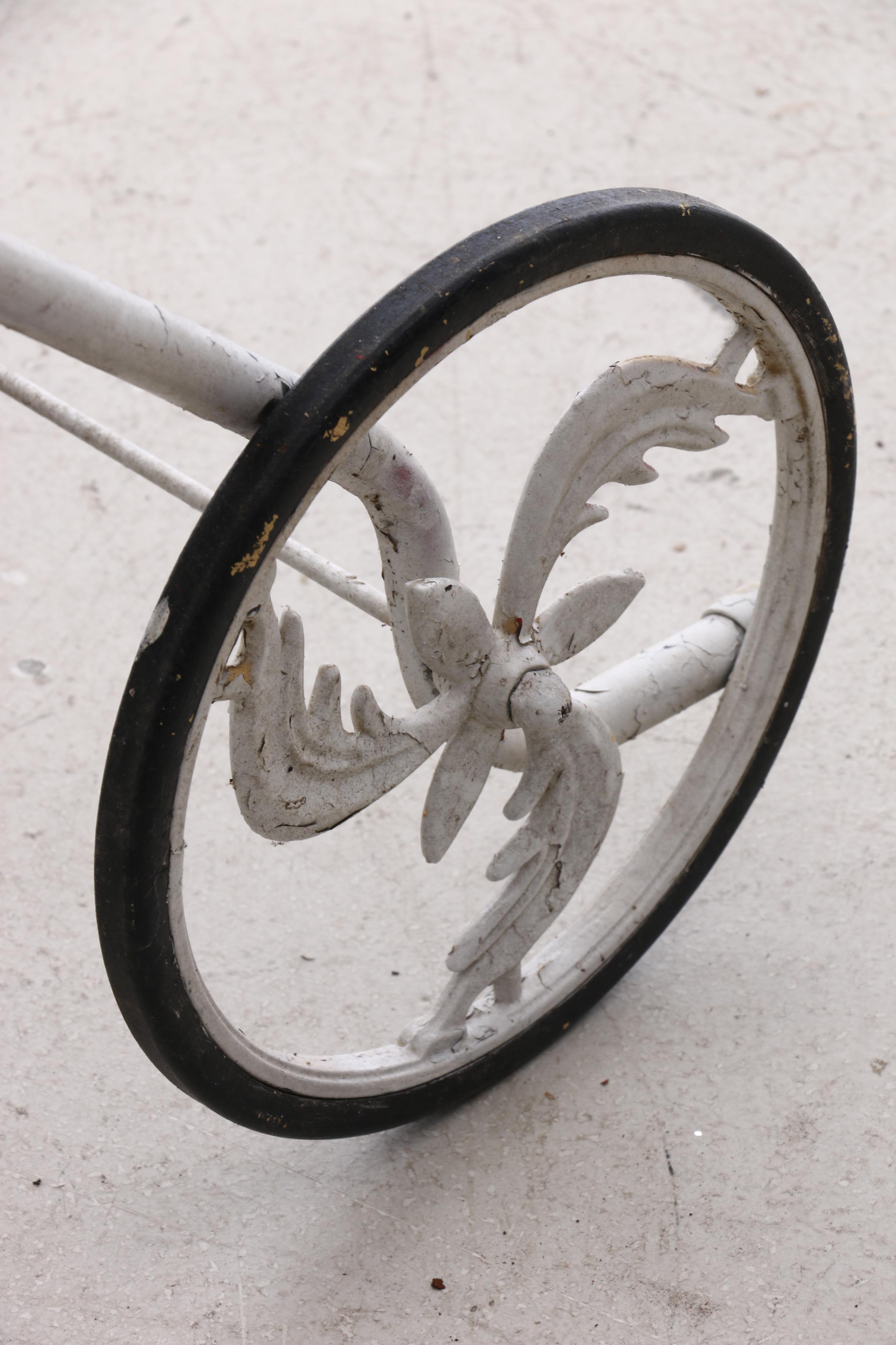 Cast Aluminum Mesh Garden Cart in White