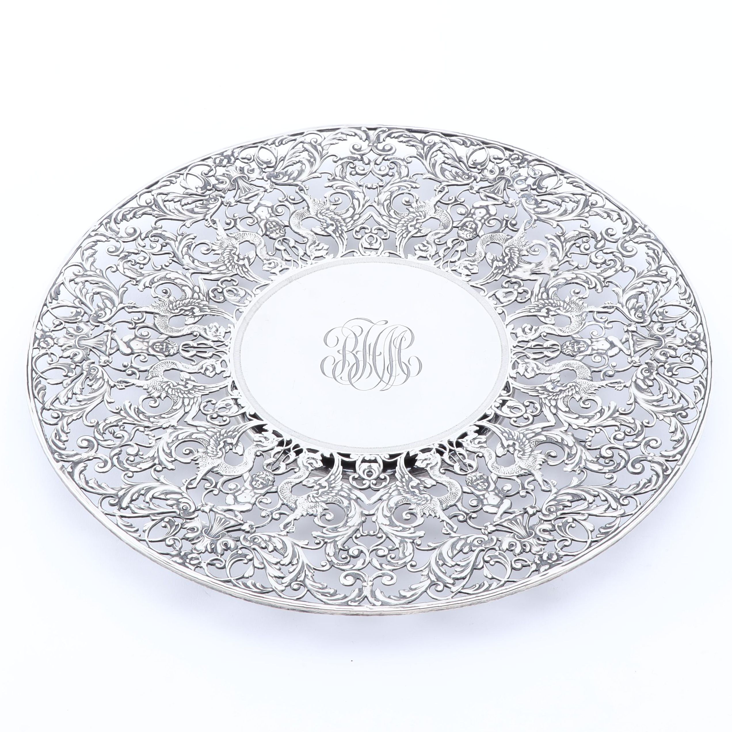 Roger Williams Rococo Sterling Silver Cake Stand
