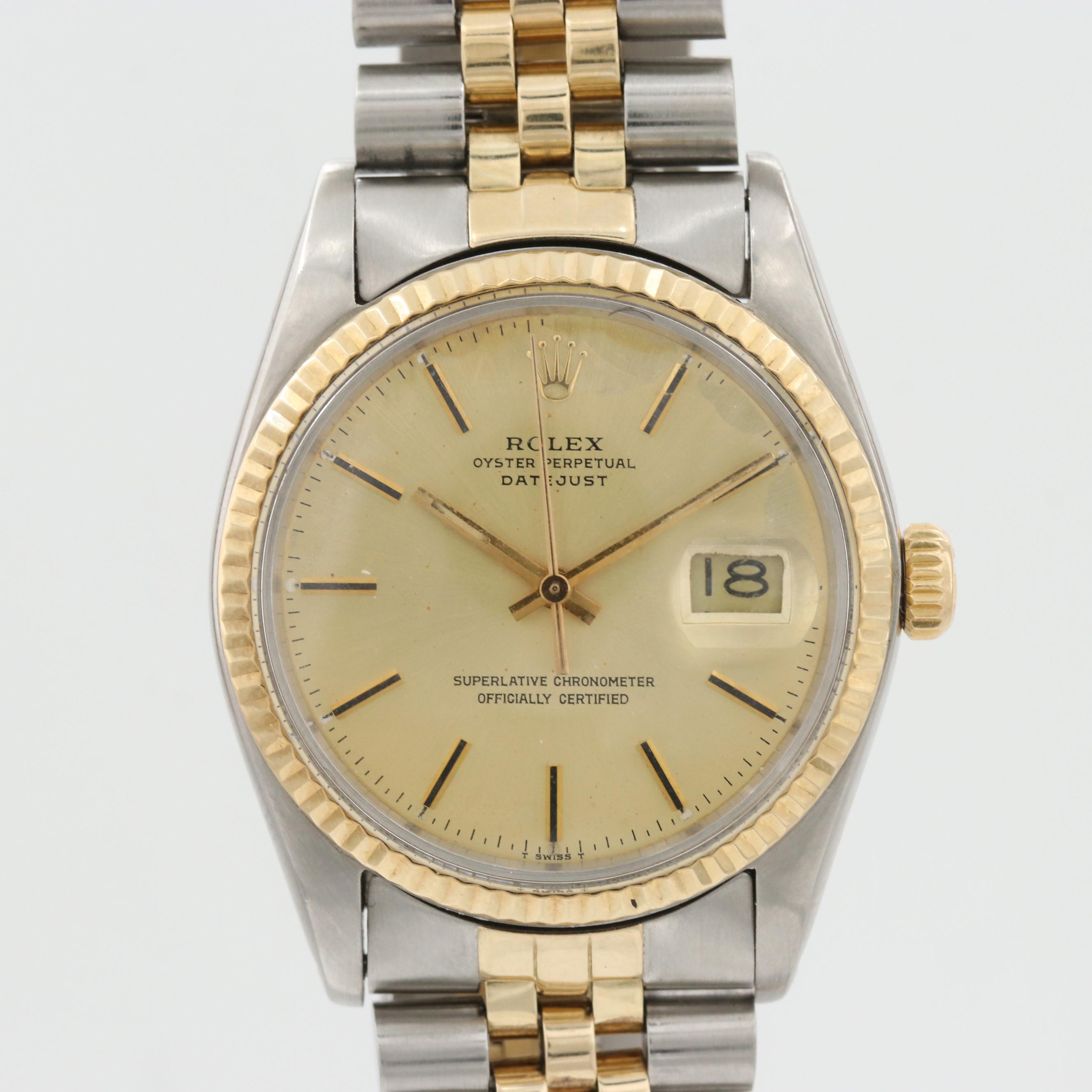 Vintage Rolex Datejust Stainless Steel and 14K Yellow Gold Watch, 1978
